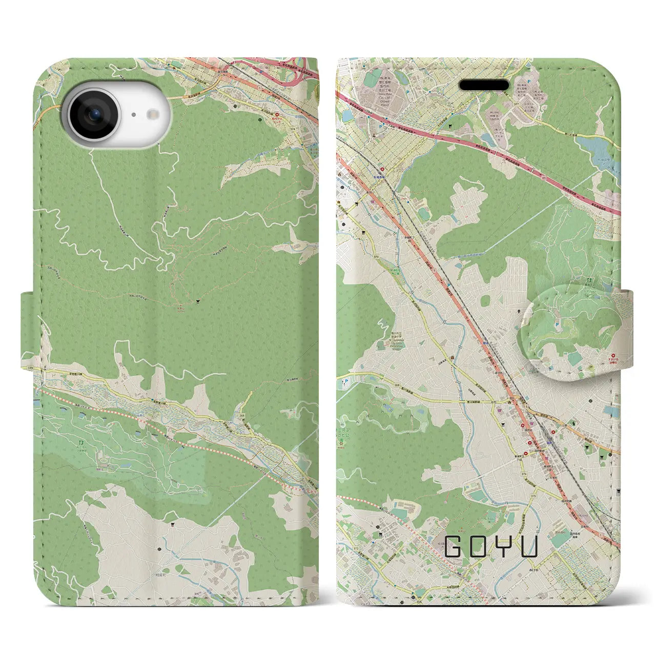 【御油(愛知県)】地図柄iPhoneケース(手帳タイプ)