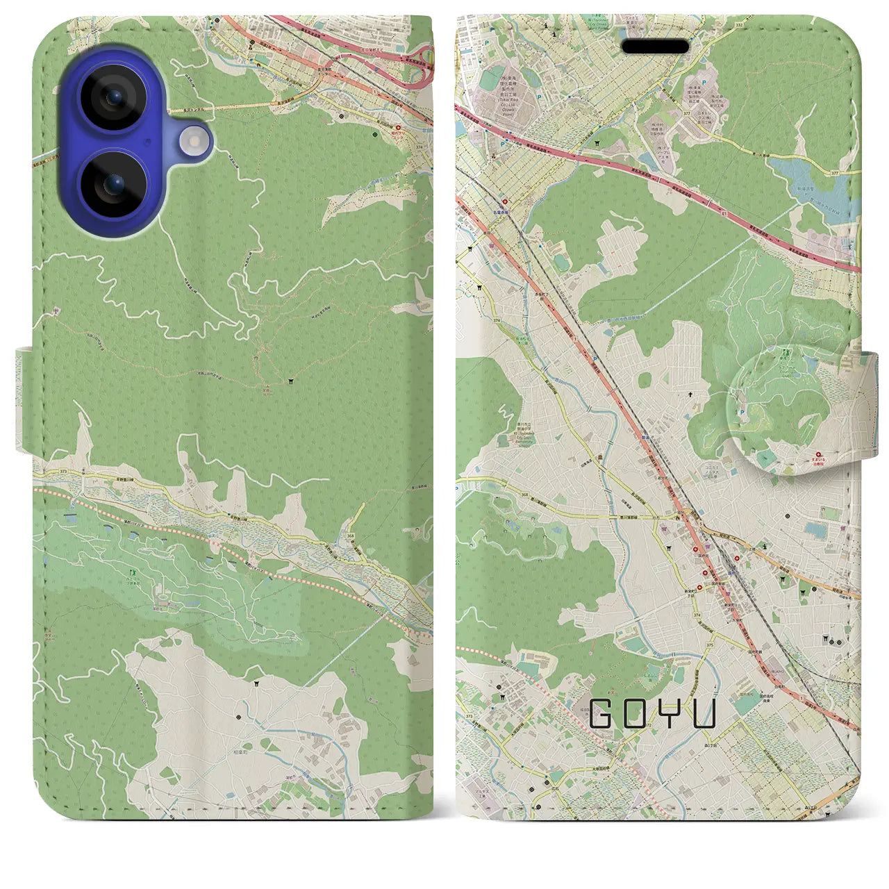 【御油(愛知県)】地図柄iPhoneケース(手帳タイプ)ナチュラル・iPhone 16 Pro Max 用