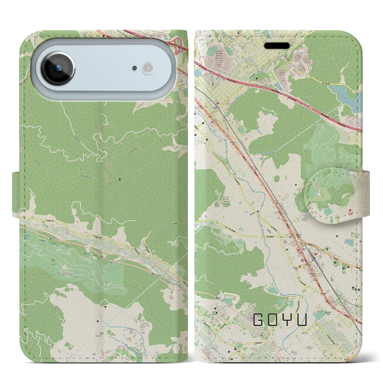 【御油(愛知県)】地図柄iPhoneケース(手帳タイプ)ナチュラル・iPhone 17 Pro Max 用