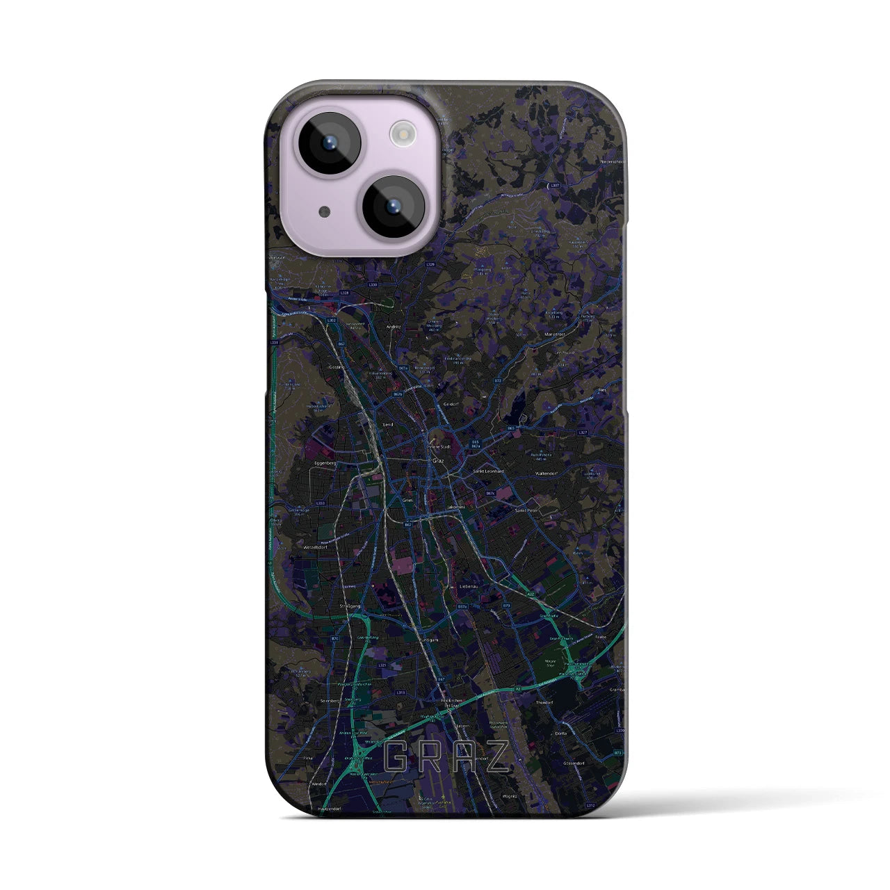 【グラーツ(オーストリア)】地図柄iPhoneケース(バックカバータイプ)