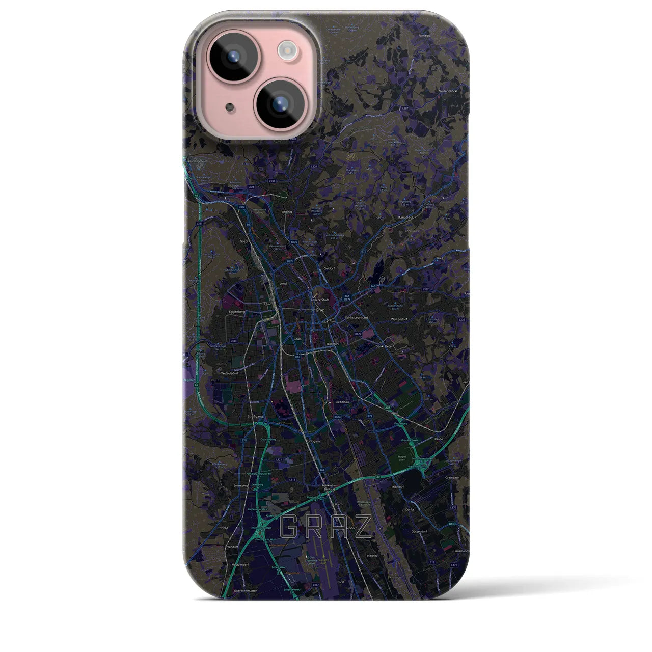 【グラーツ(オーストリア)】地図柄iPhoneケース(バックカバータイプ)