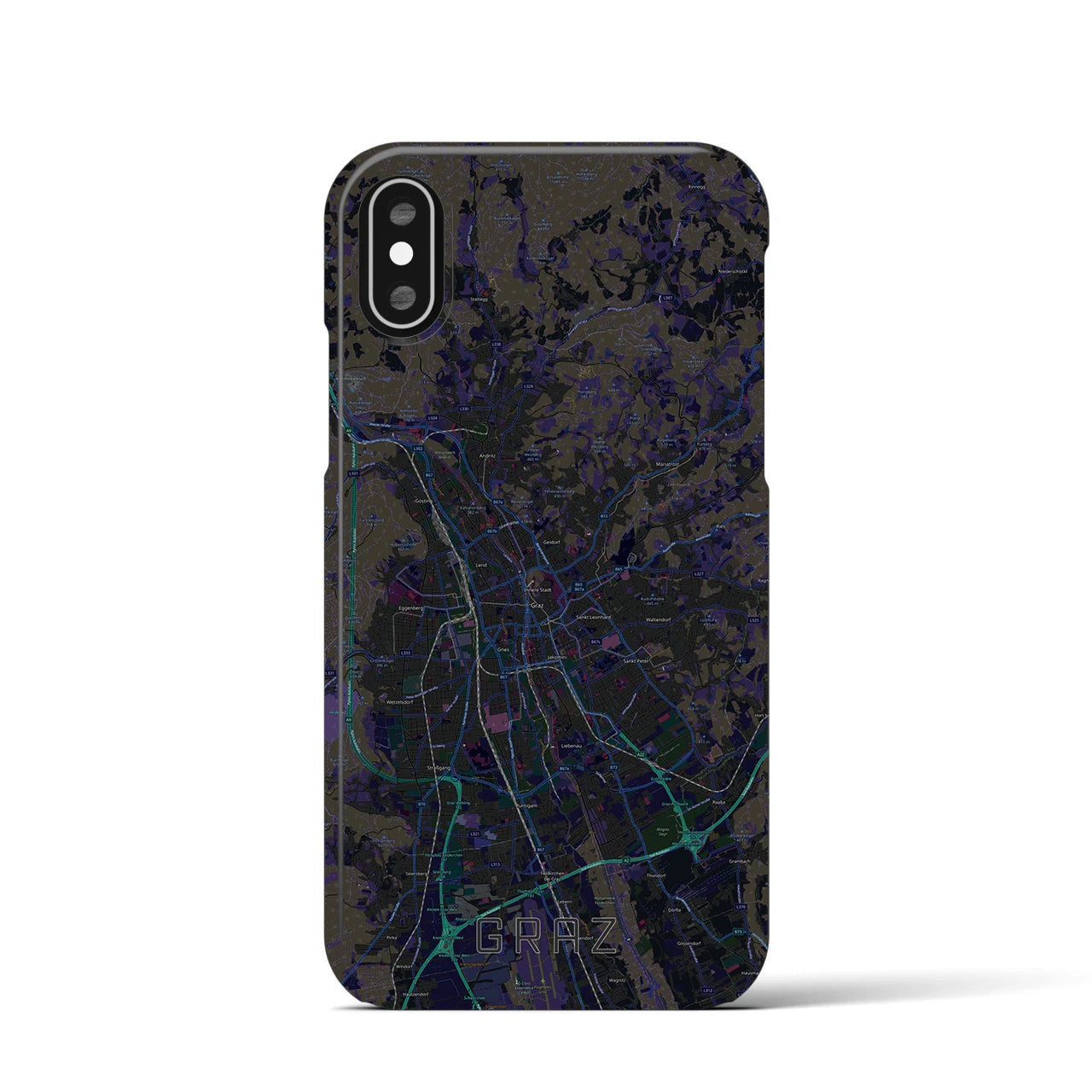 【グラーツ(オーストリア)】地図柄iPhoneケース(バックカバータイプ)