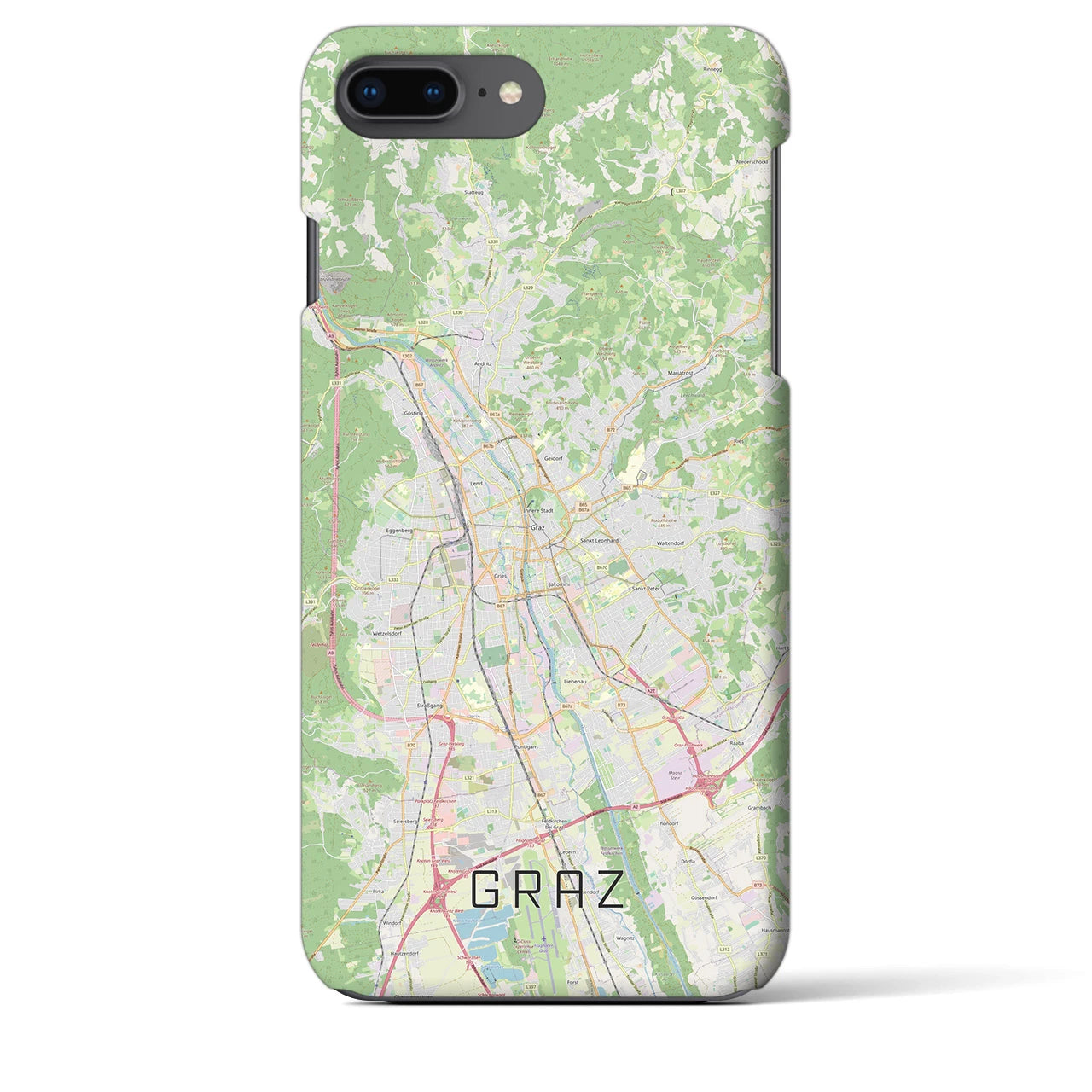 【グラーツ(オーストリア)】地図柄iPhoneケース(バックカバータイプ)