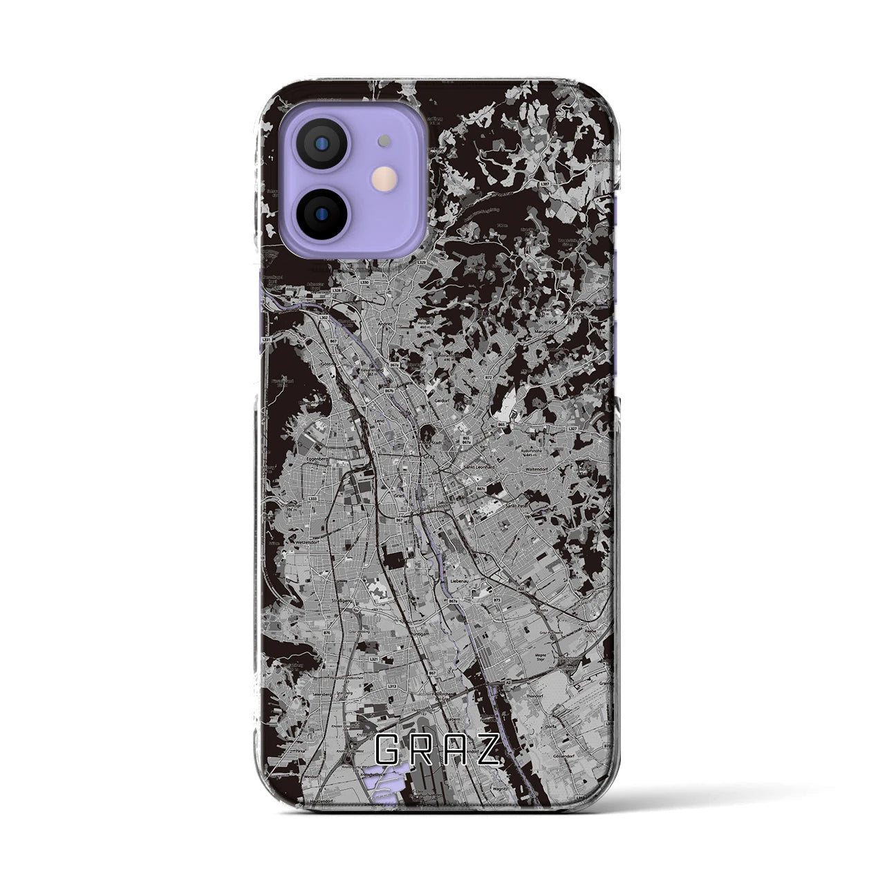 【グラーツ(オーストリア)】地図柄iPhoneケース(クリアタイプ)