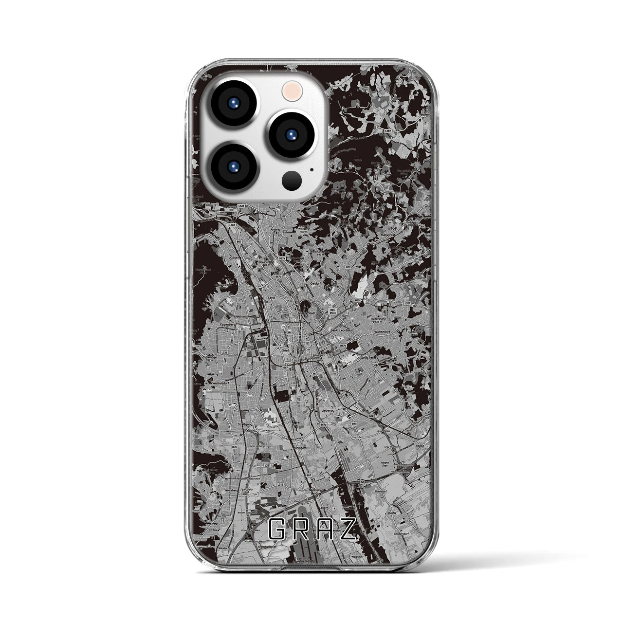 【グラーツ(オーストリア)】地図柄iPhoneケース(クリアタイプ)