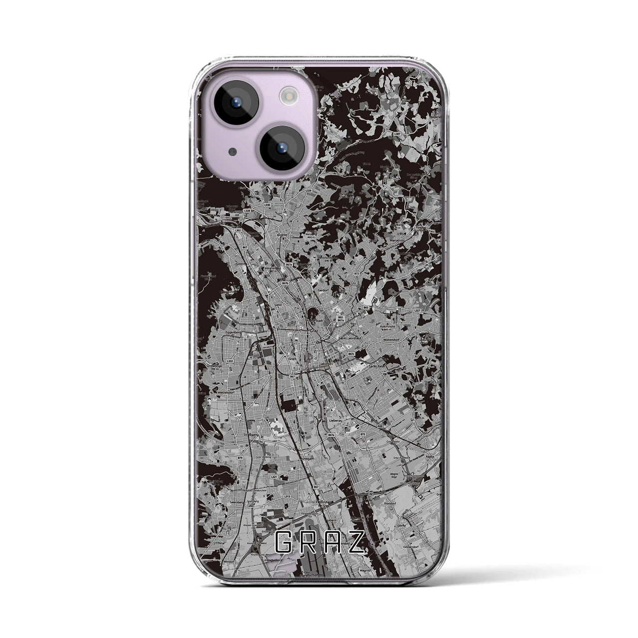 【グラーツ(オーストリア)】地図柄iPhoneケース(クリアタイプ)