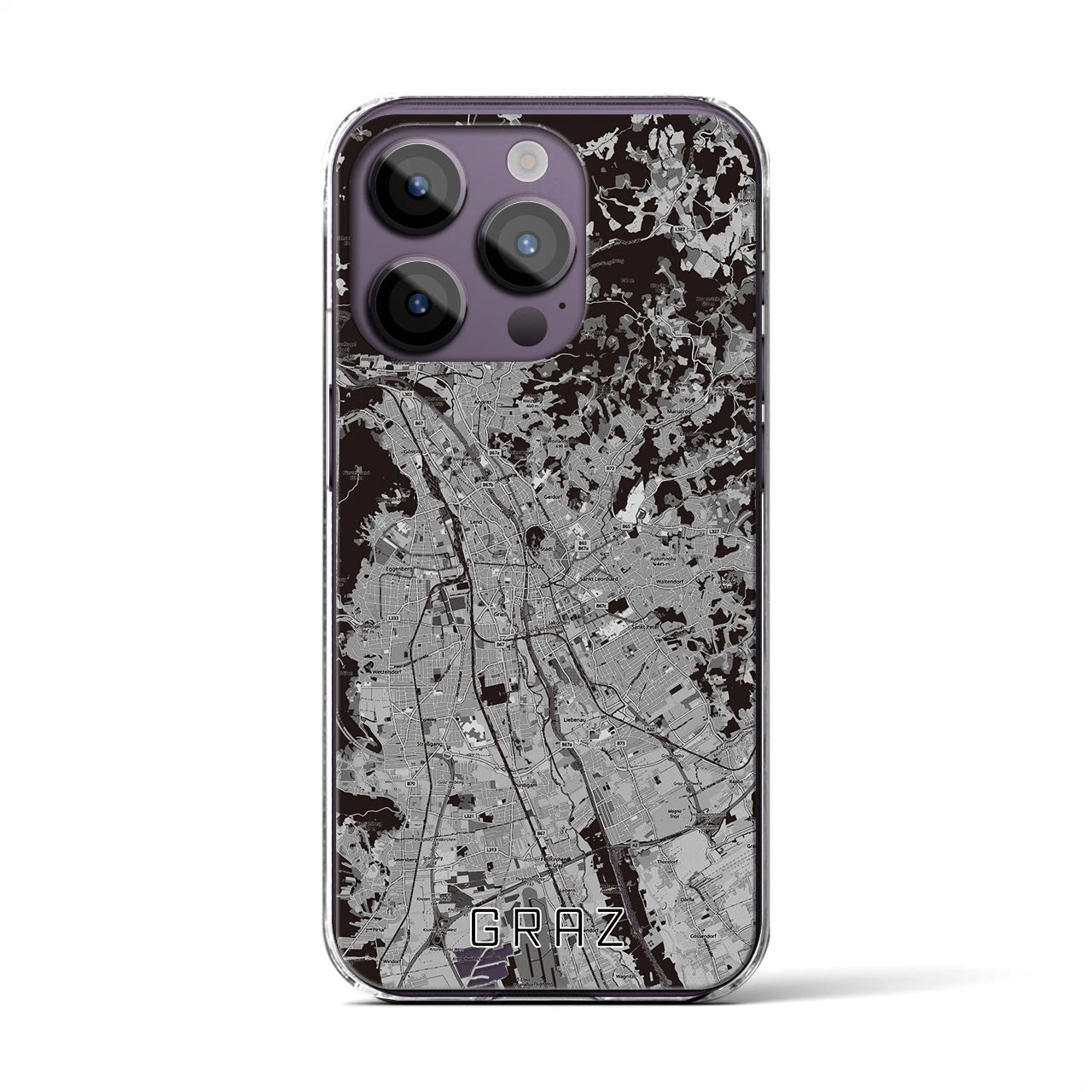 【グラーツ(オーストリア)】地図柄iPhoneケース(クリアタイプ)