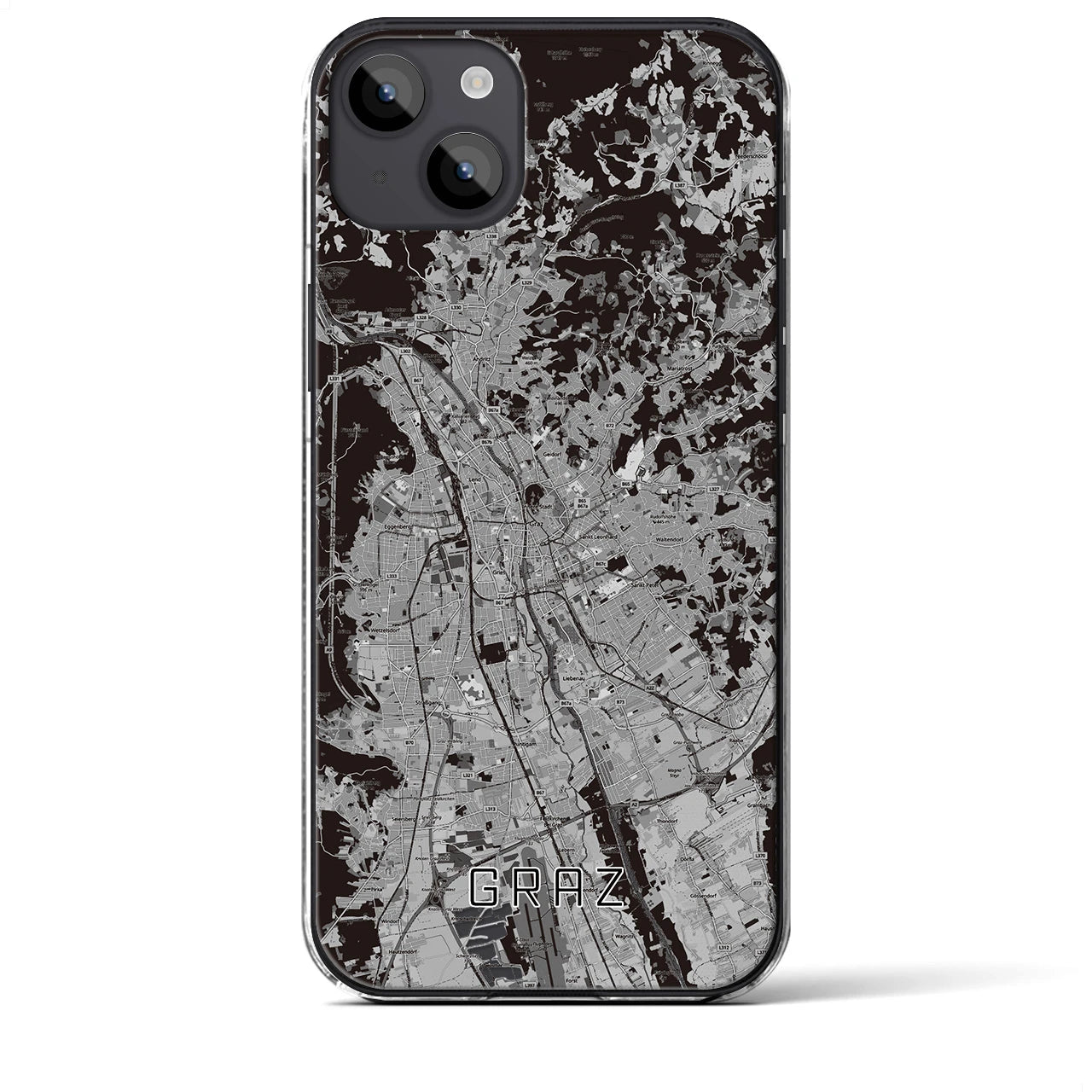 【グラーツ(オーストリア)】地図柄iPhoneケース(クリアタイプ)