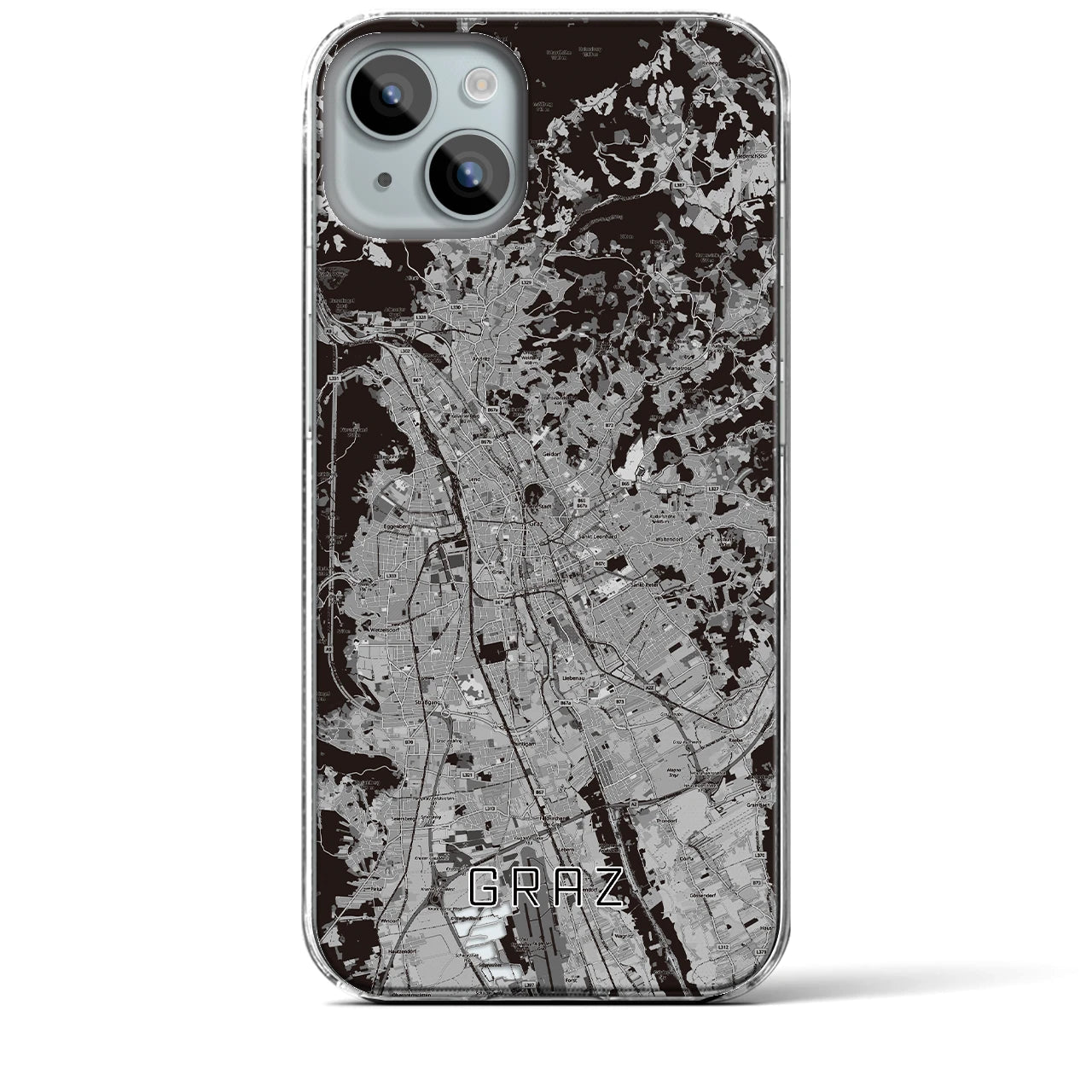 【グラーツ(オーストリア)】地図柄iPhoneケース(クリアタイプ)