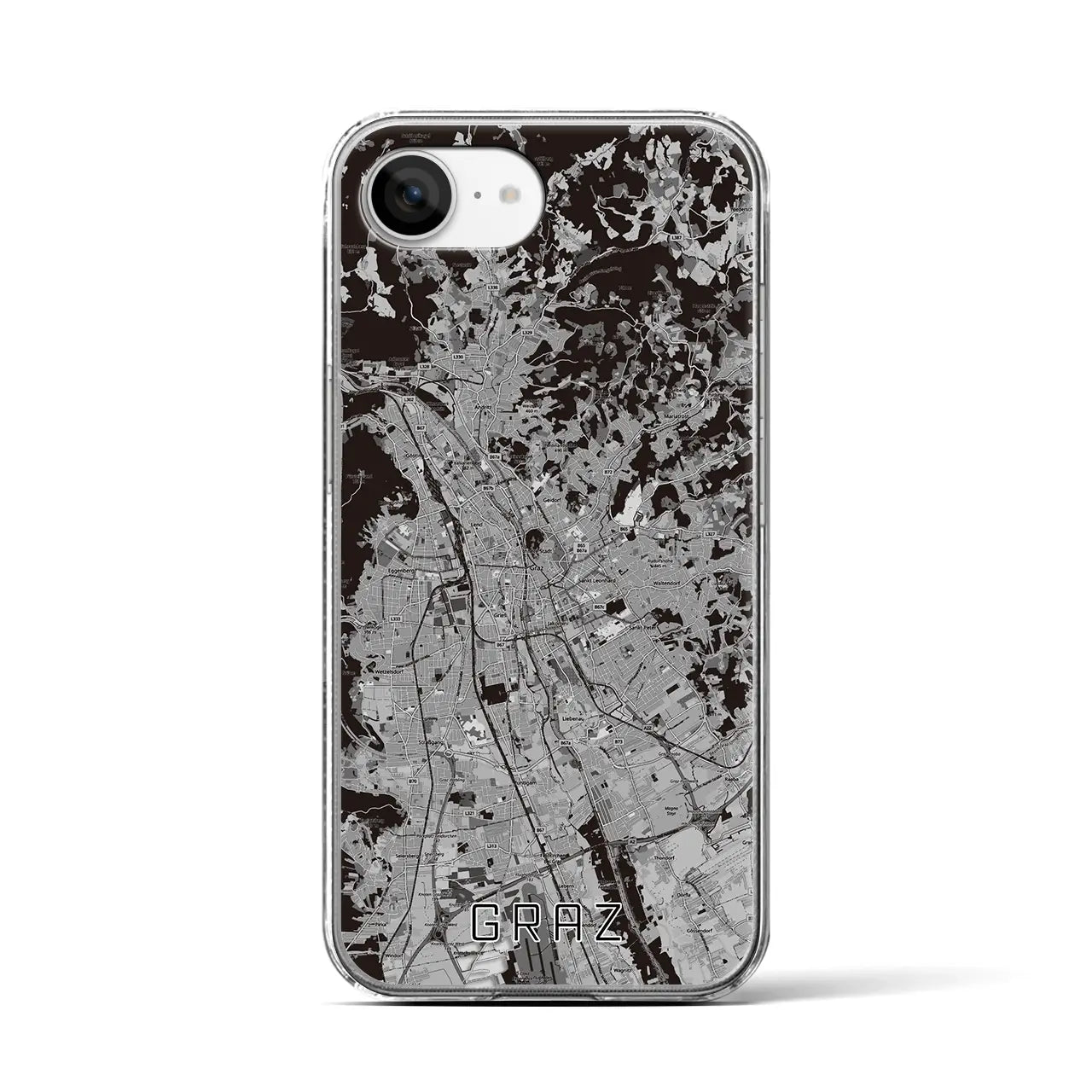 【グラーツ(オーストリア)】地図柄iPhoneケース(クリアタイプ)