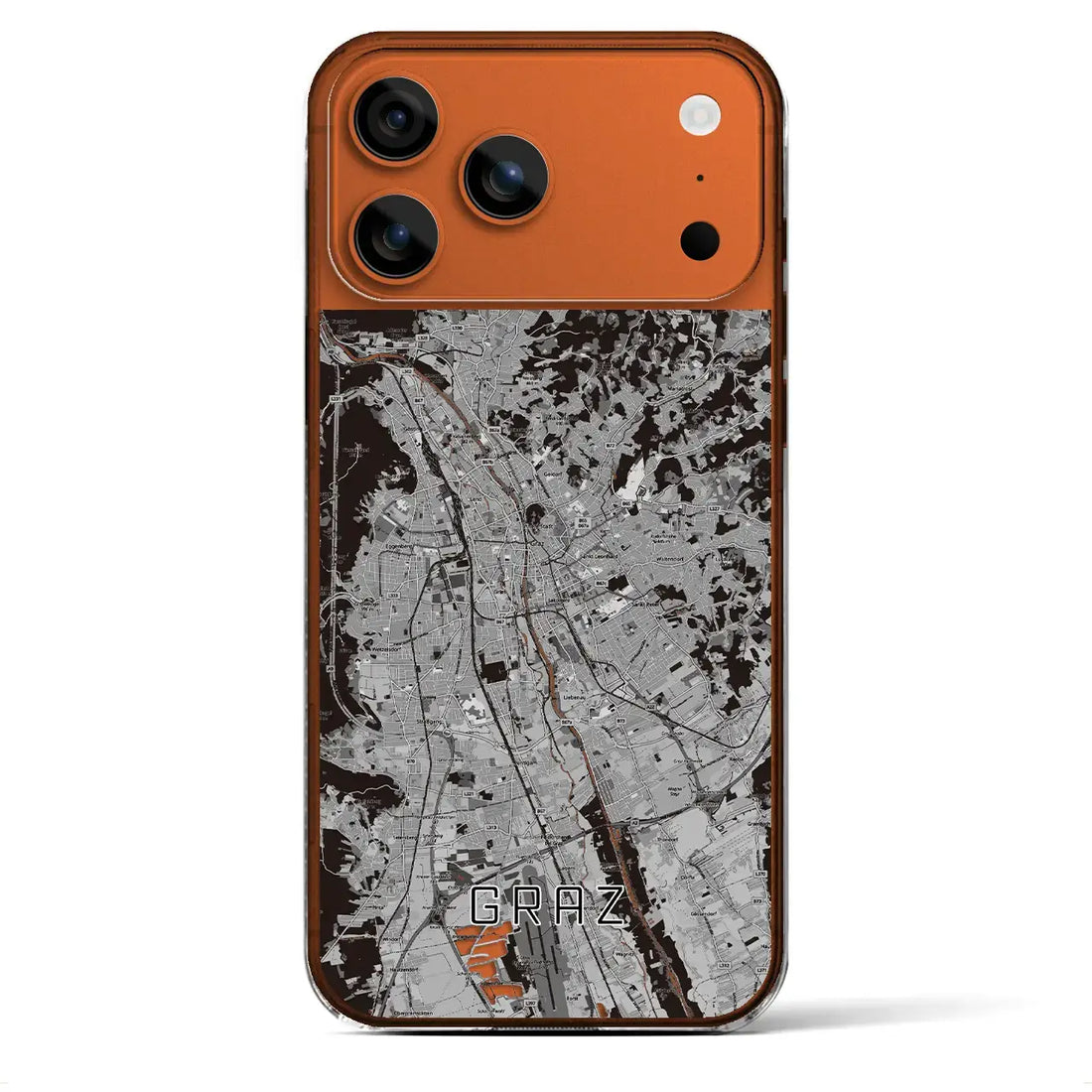 【グラーツ(オーストリア)】地図柄iPhoneケース(クリアタイプ)モノトーン・iPhone 17 Pro Max 用