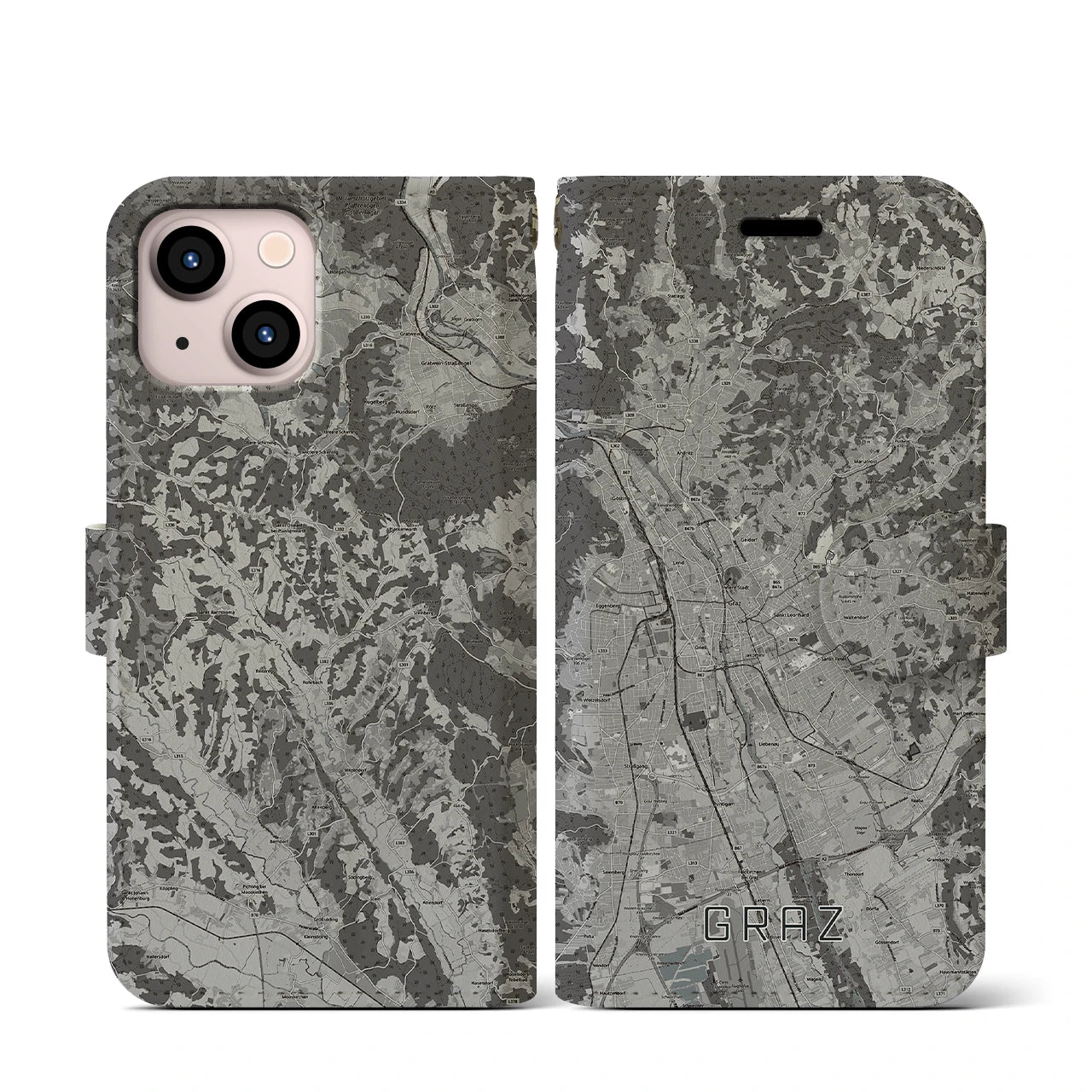 【グラーツ(オーストリア)】地図柄iPhoneケース(手帳タイプ)