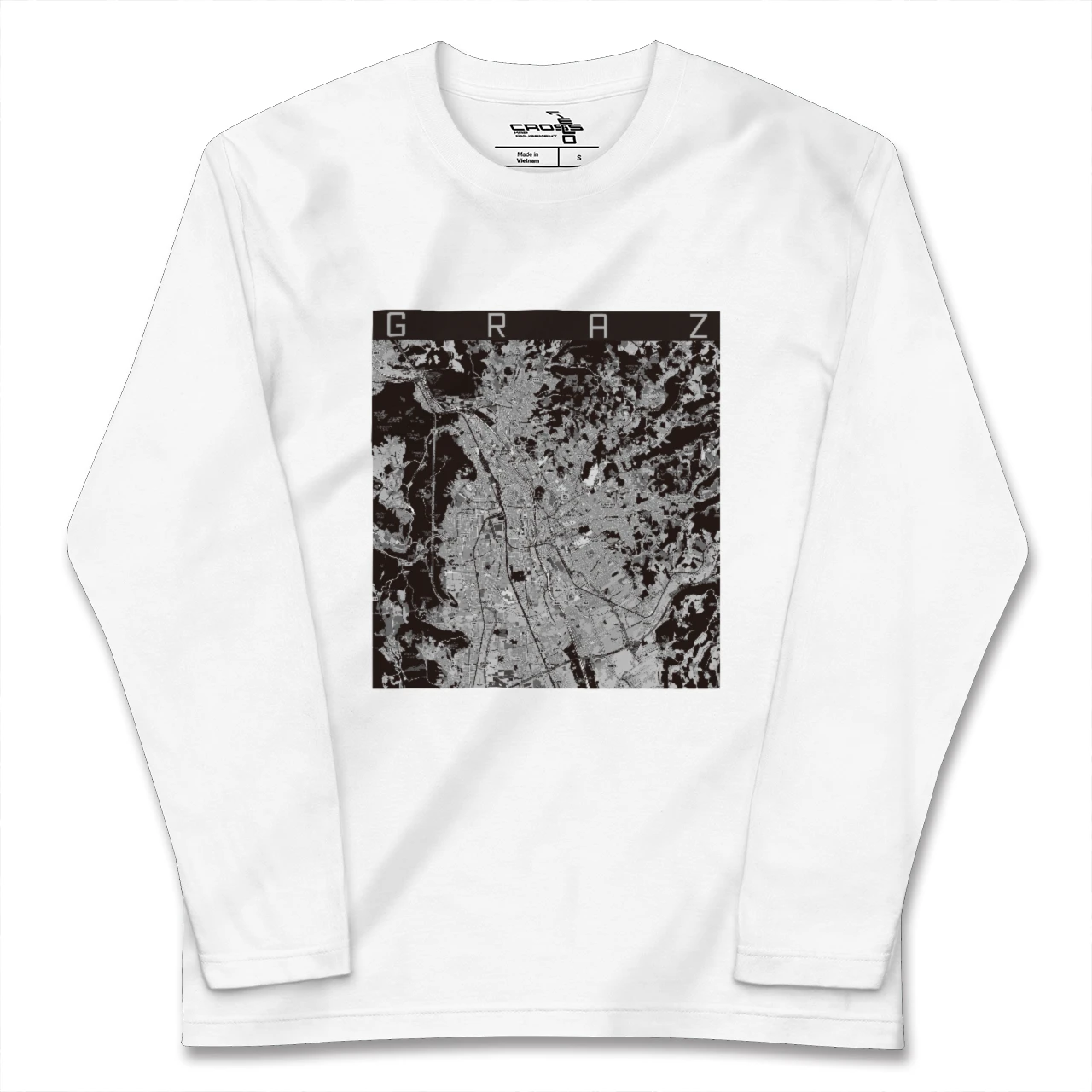 【グラーツ(オーストリア)】地図柄ロングスリーブTシャツ