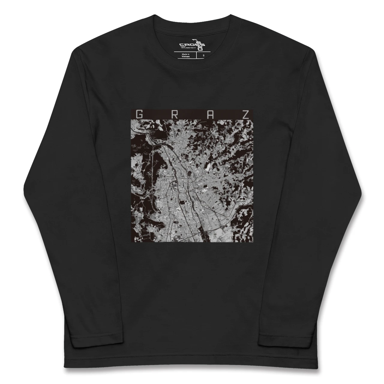 【グラーツ(オーストリア)】地図柄ロングスリーブTシャツ