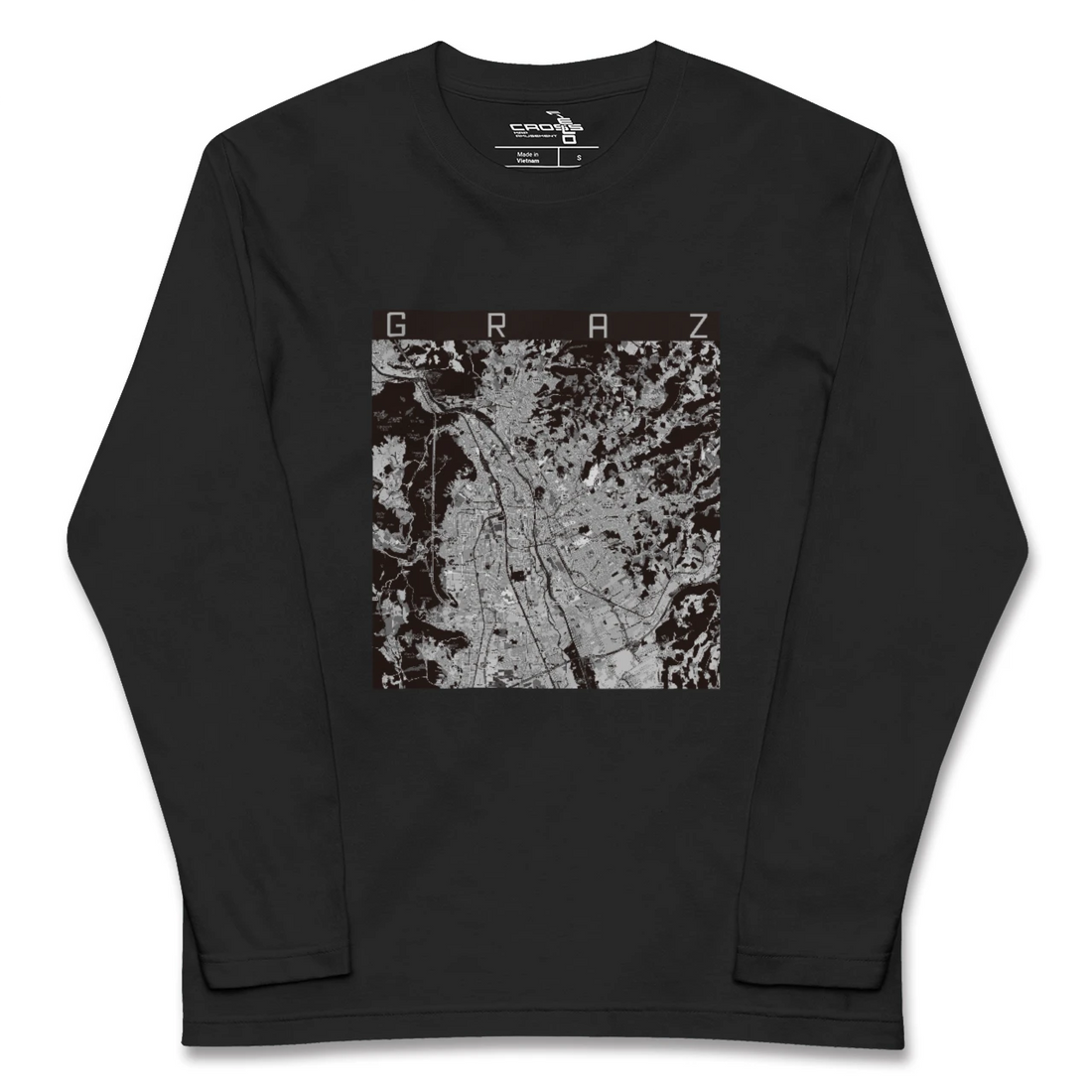 【グラーツ(オーストリア)】地図柄ロングスリーブTシャツ