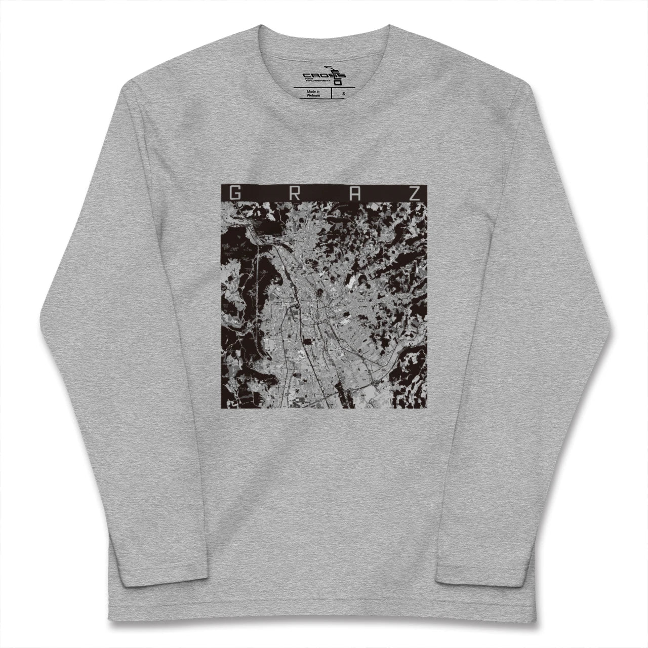 【グラーツ(オーストリア)】地図柄ロングスリーブTシャツ