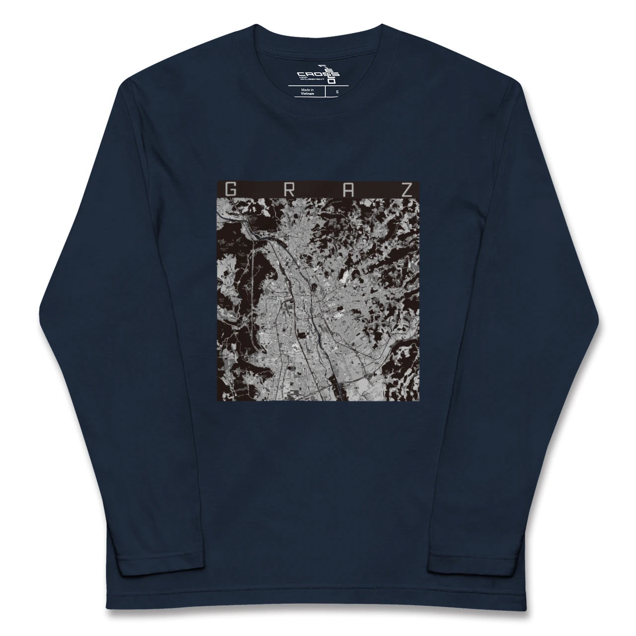 【グラーツ(オーストリア)】地図柄ロングスリーブTシャツ