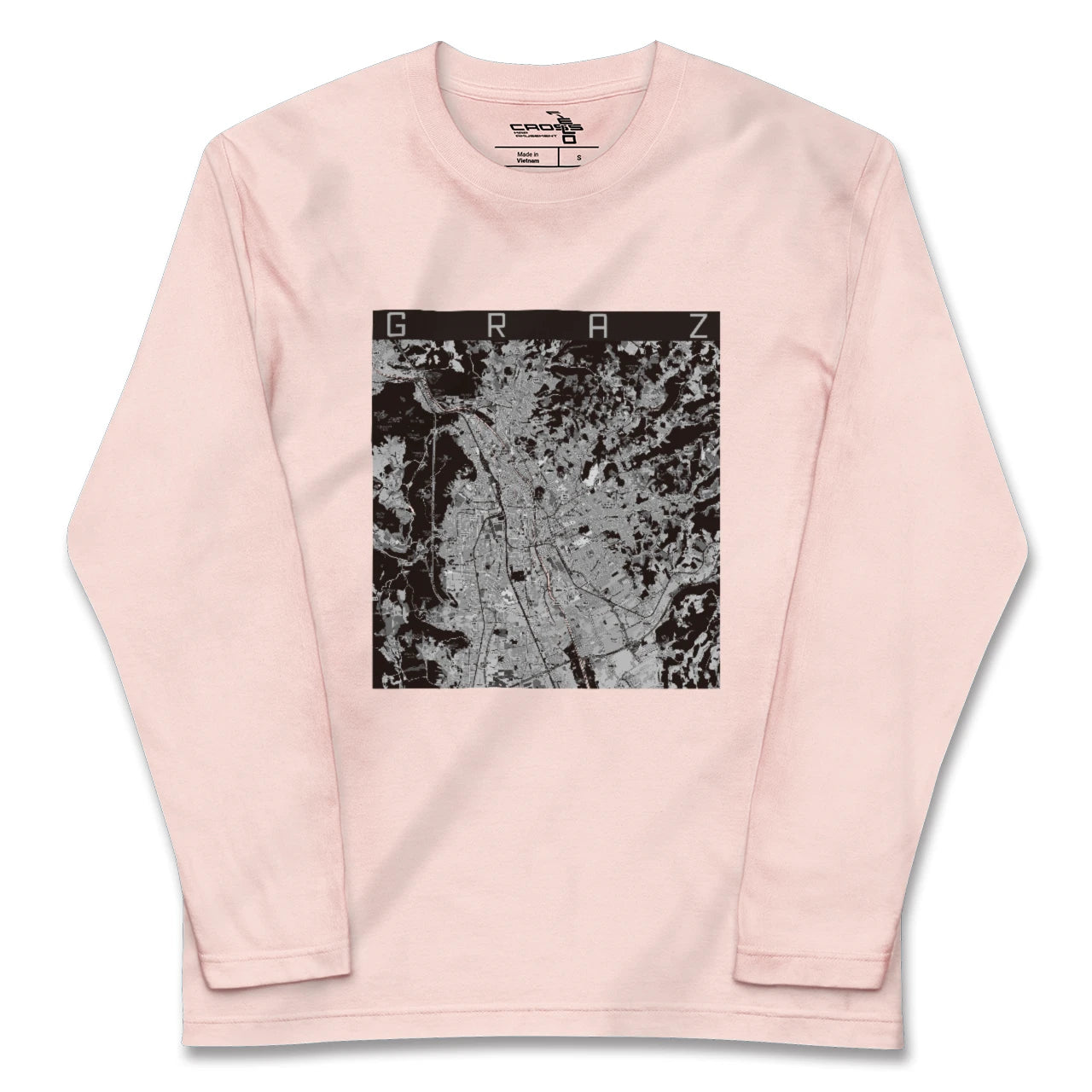 【グラーツ(オーストリア)】地図柄ロングスリーブTシャツ