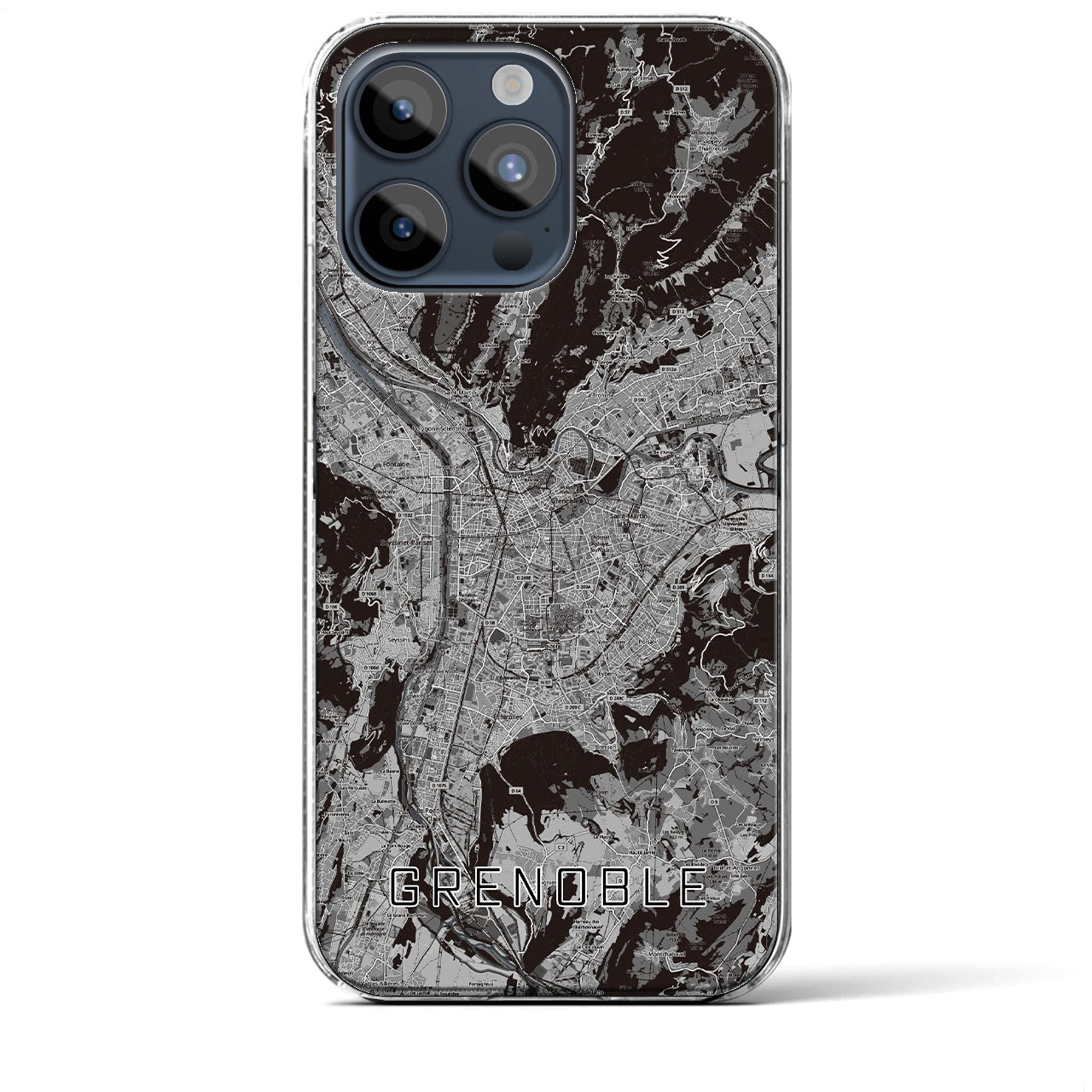 【グルノーブル(フランス)】地図柄iPhoneケース(クリアタイプ)