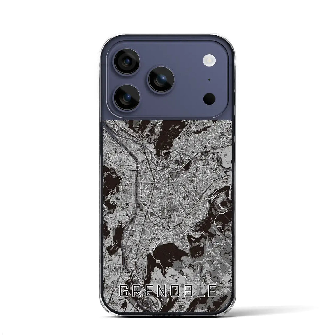 【グルノーブル(フランス)】地図柄iPhoneケース(クリアタイプ)