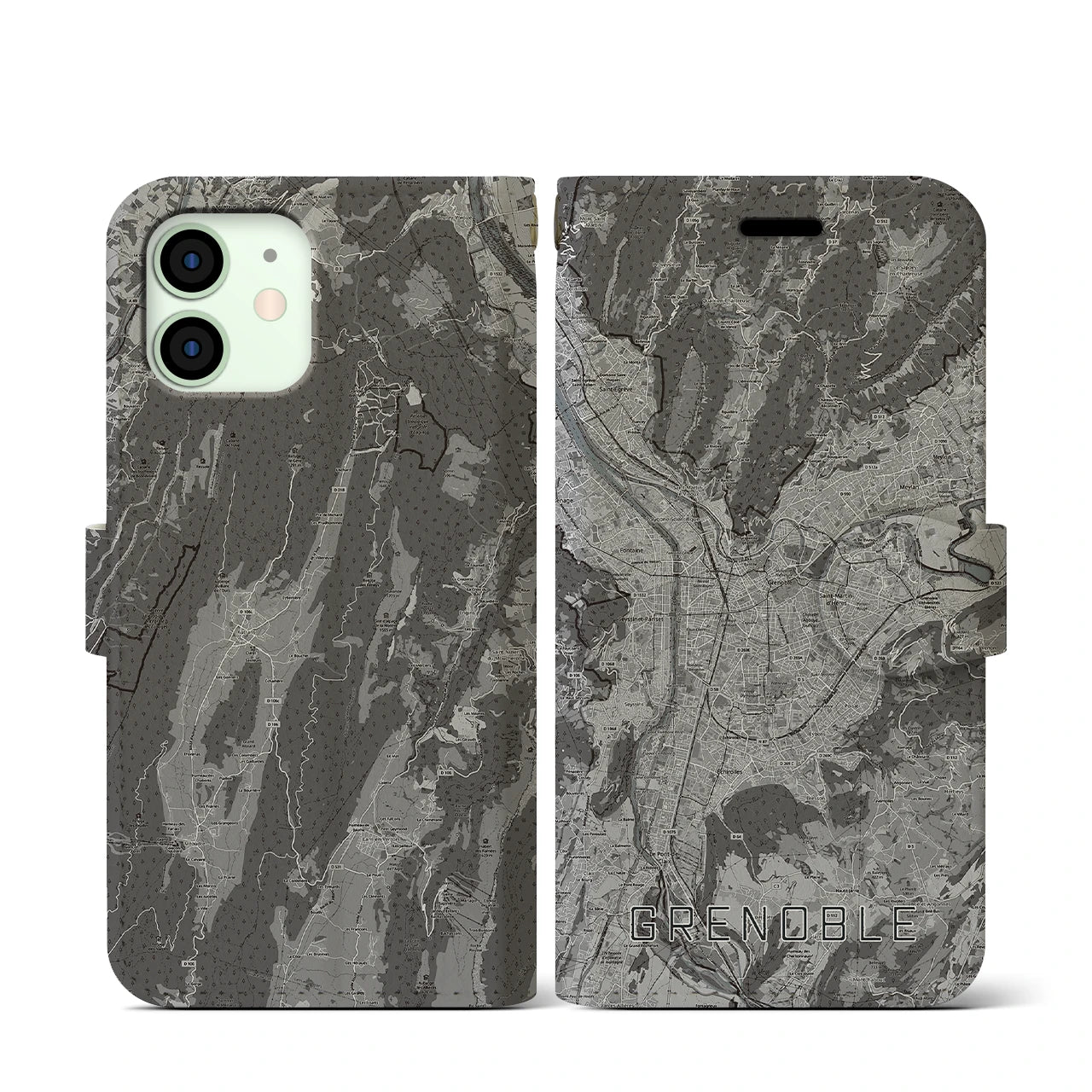 【グルノーブル(フランス)】地図柄iPhoneケース(手帳タイプ)