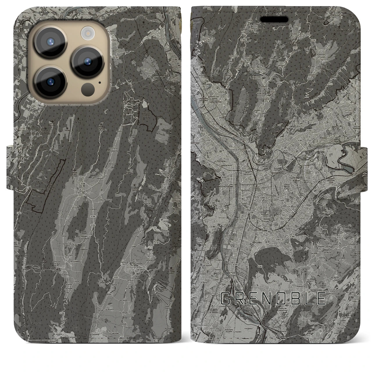 【グルノーブル(フランス)】地図柄iPhoneケース(手帳タイプ)