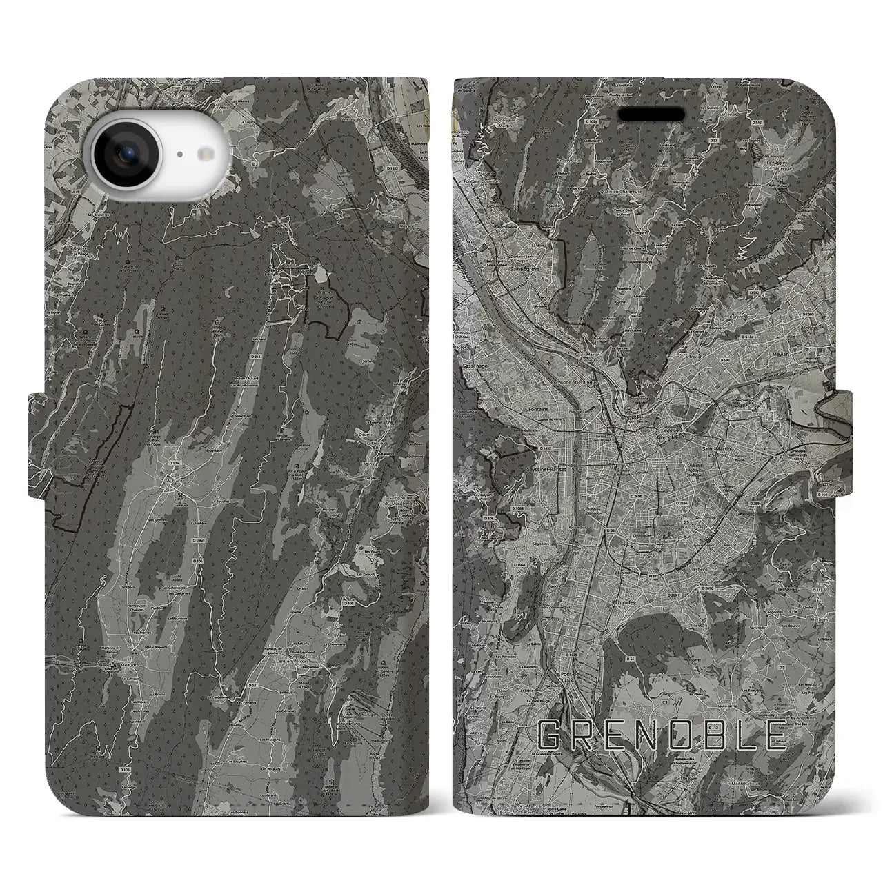 【グルノーブル(フランス)】地図柄iPhoneケース(手帳タイプ)