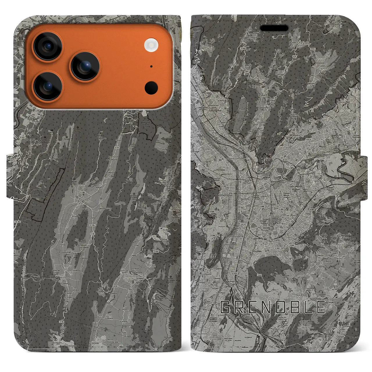 【グルノーブル(フランス)】地図柄iPhoneケース(手帳タイプ)