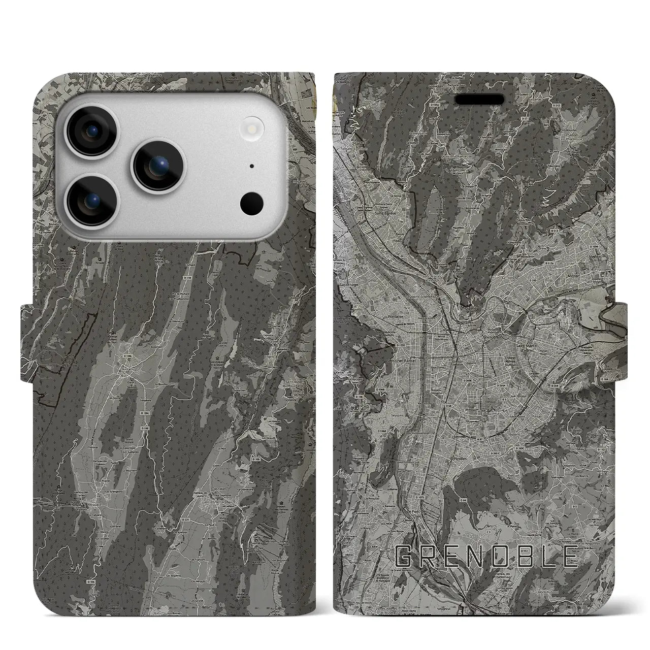 【グルノーブル(フランス)】地図柄iPhoneケース(手帳タイプ)