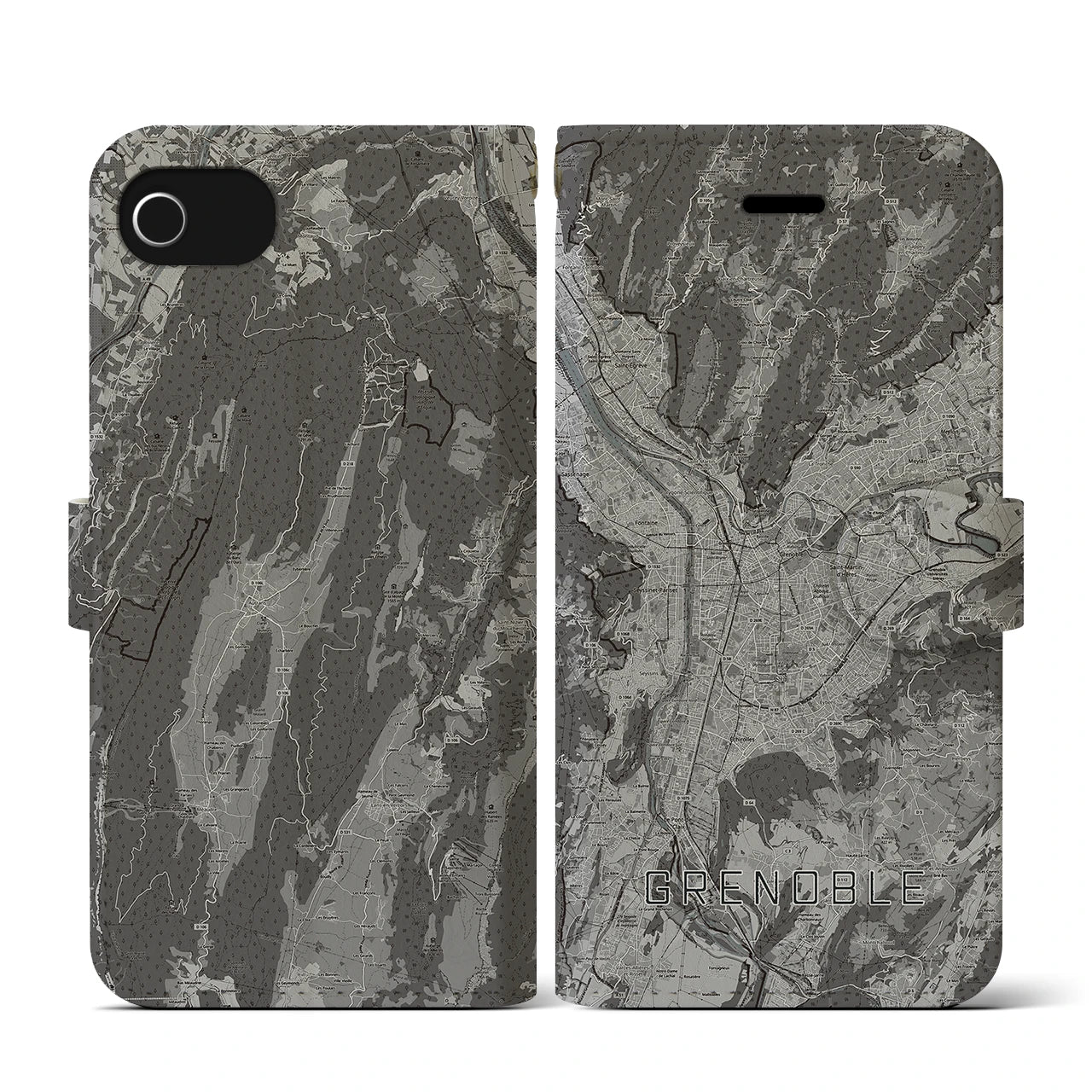 【グルノーブル(フランス)】地図柄iPhoneケース(手帳タイプ)