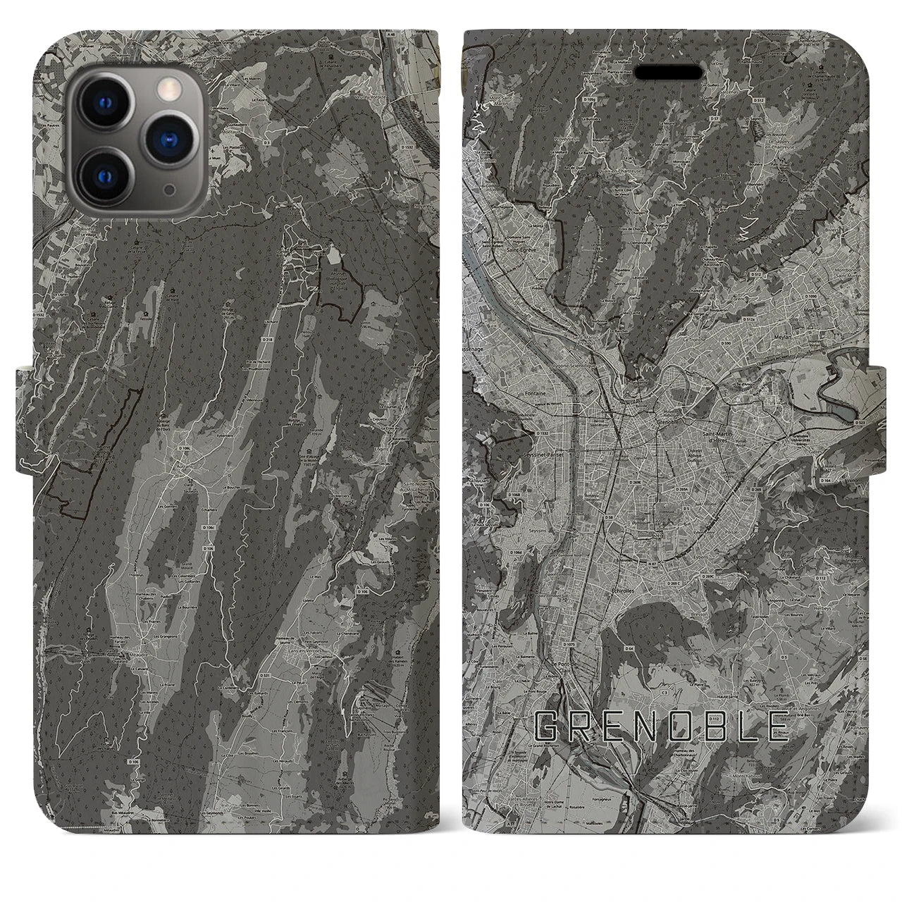 【グルノーブル(フランス)】地図柄iPhoneケース(手帳タイプ)