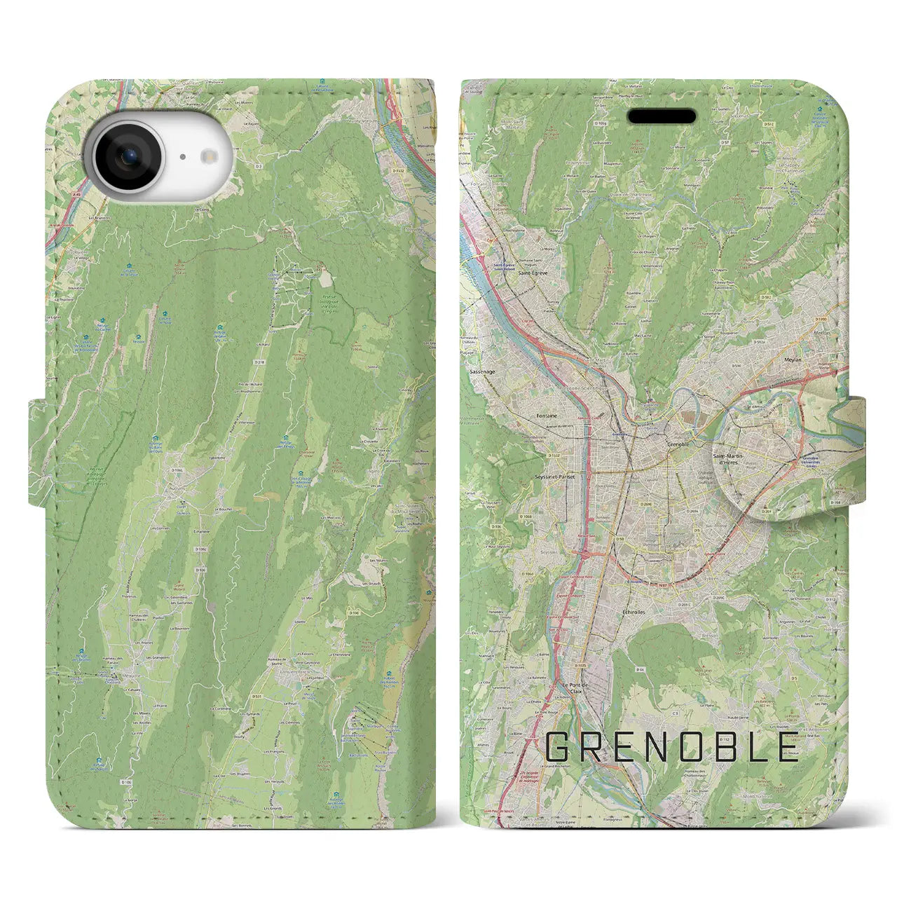 【グルノーブル(フランス)】地図柄iPhoneケース(手帳タイプ)