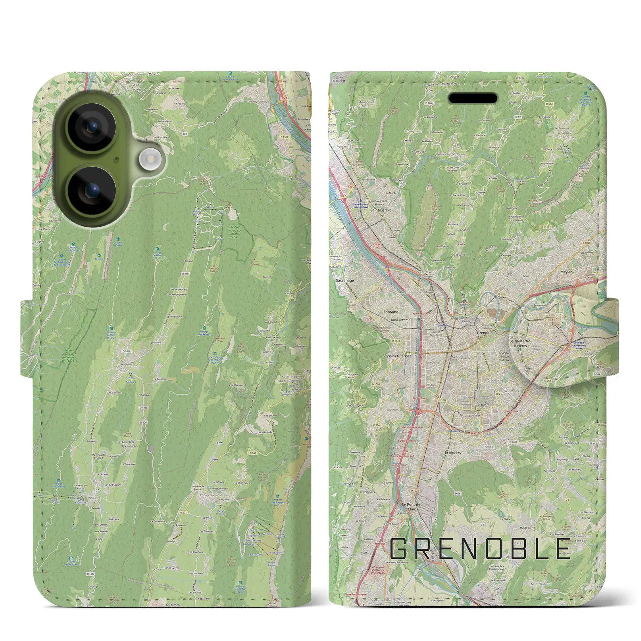 【グルノーブル(フランス)】地図柄iPhoneケース(手帳タイプ)