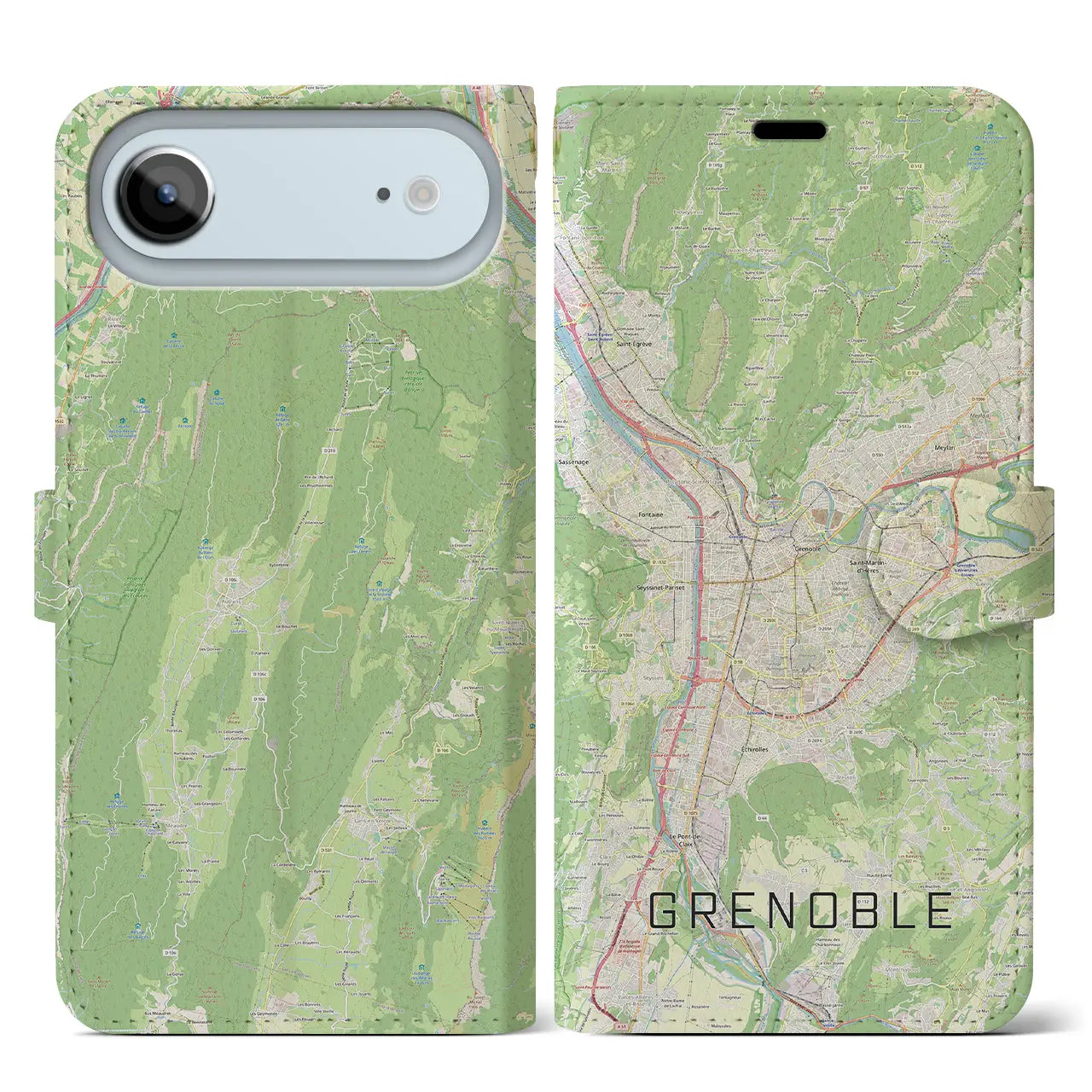 【グルノーブル(フランス)】地図柄iPhoneケース(手帳タイプ)