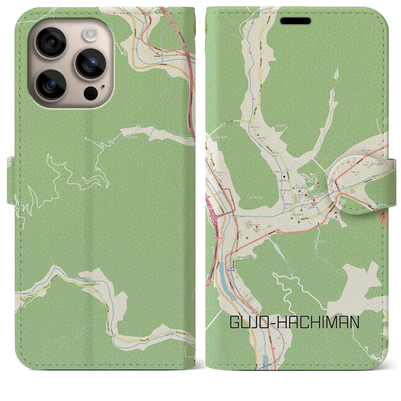 【郡上八幡(岐阜県)】地図柄iPhoneケース(手帳タイプ)ナチュラル・iPhone 16 Plus 用