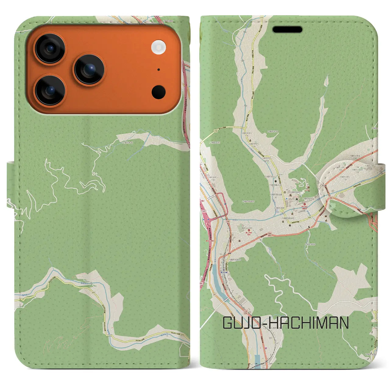 【郡上八幡(岐阜県)】地図柄iPhoneケース(手帳タイプ)ナチュラル・iPhone 17 Pro Max 用