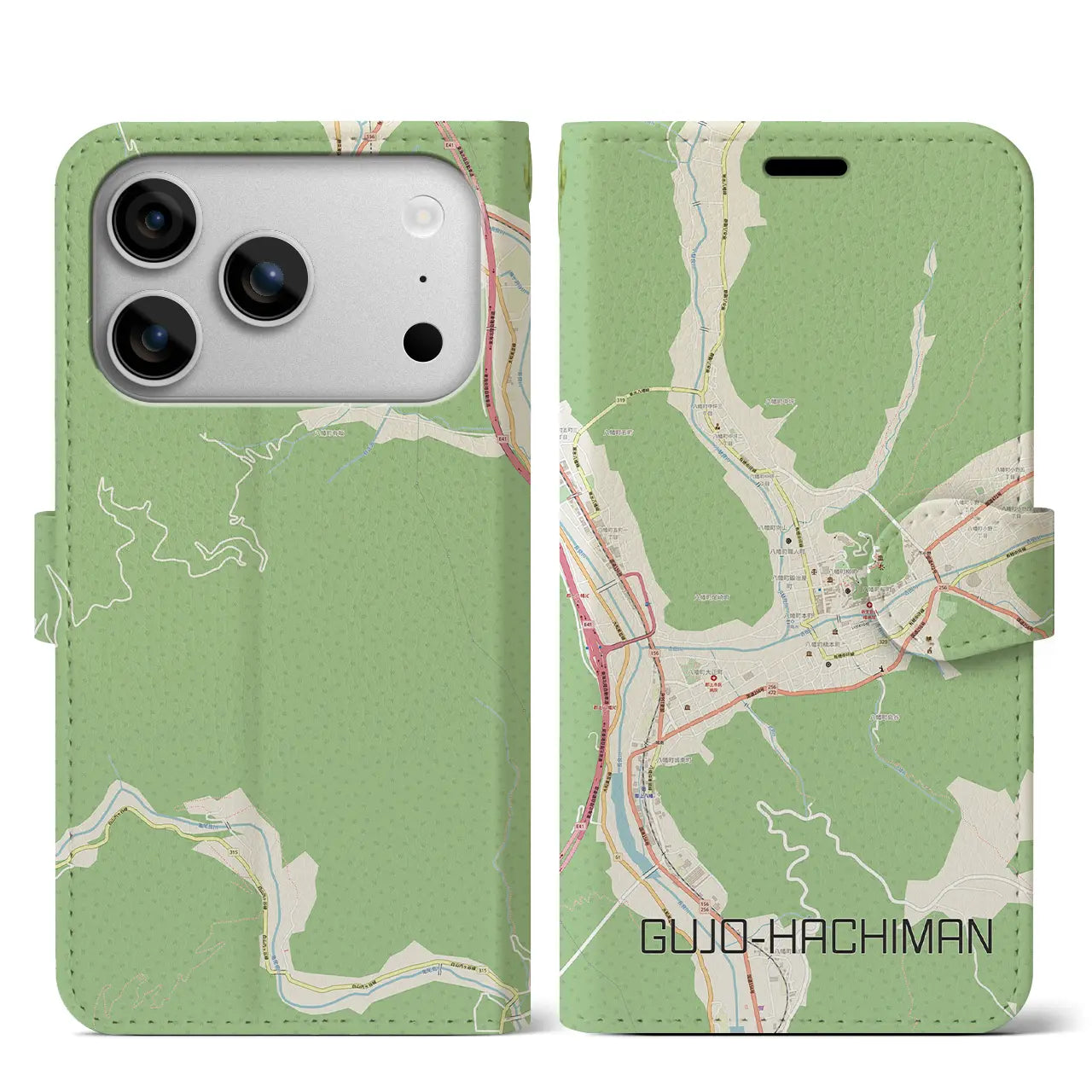 【郡上八幡(岐阜県)】地図柄iPhoneケース(手帳タイプ)モノトーン・iPhone 17 Pro Max 用