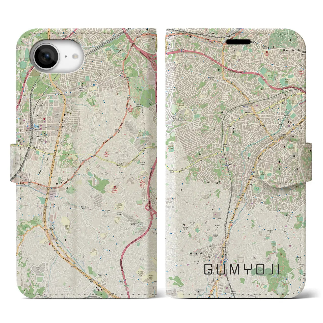 【弘明寺(神奈川県)】地図柄iPhoneケース(手帳タイプ)