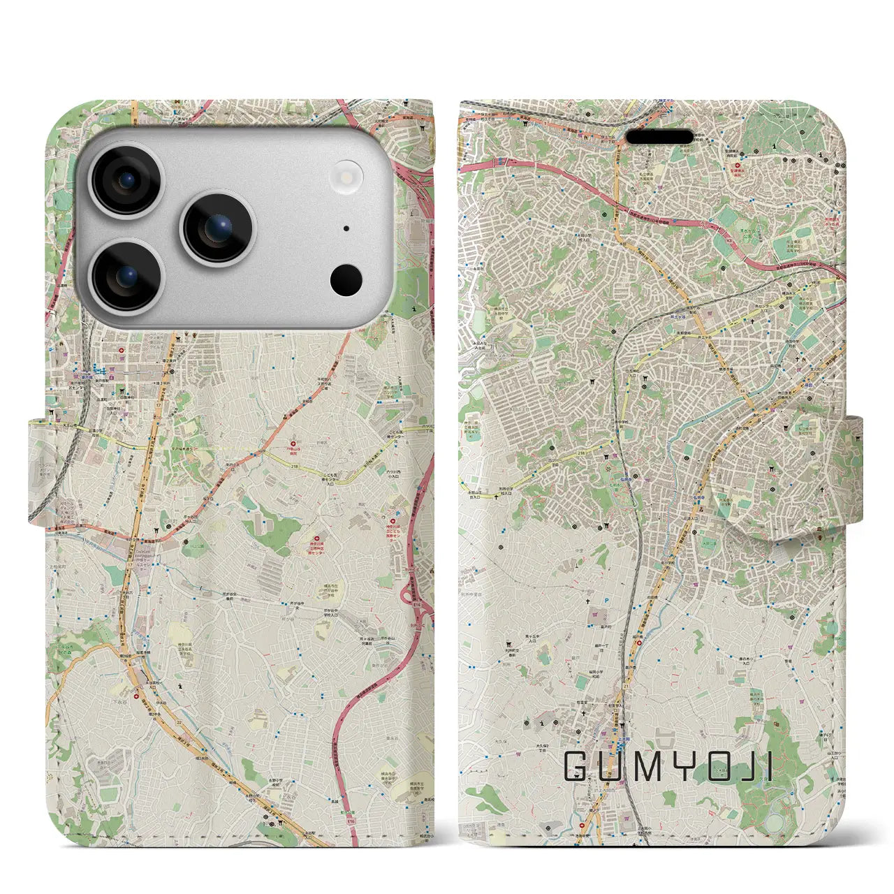 【弘明寺(神奈川県)】地図柄iPhoneケース(手帳タイプ)