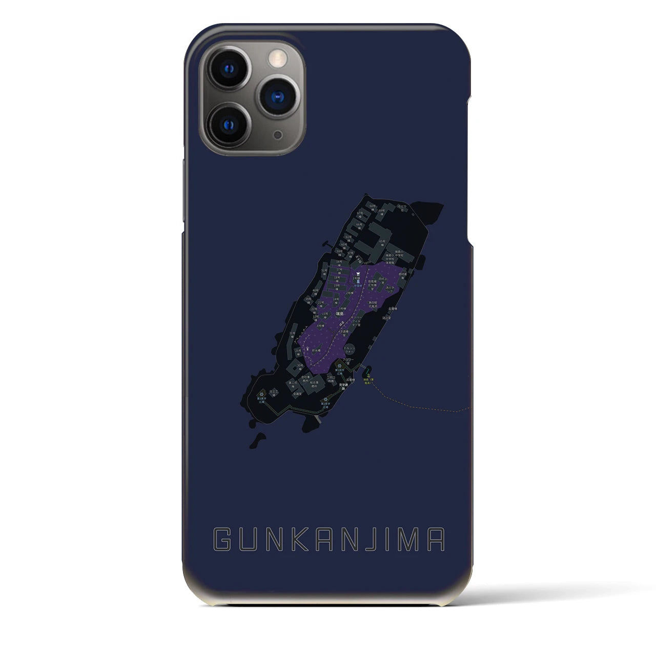 【軍艦島(長崎県)】地図柄iPhoneケース(バックカバータイプ)