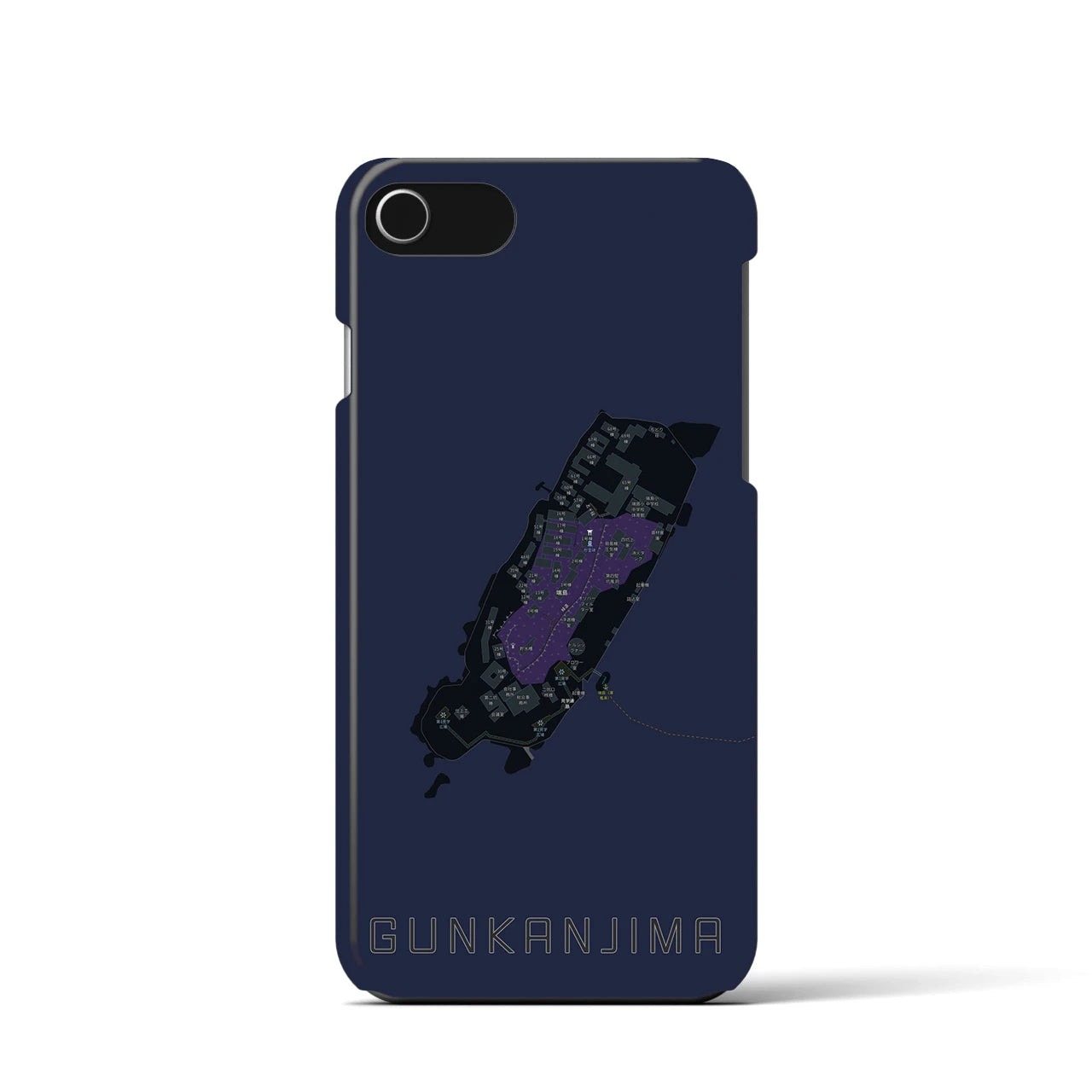 【軍艦島(長崎県)】地図柄iPhoneケース(バックカバータイプ)