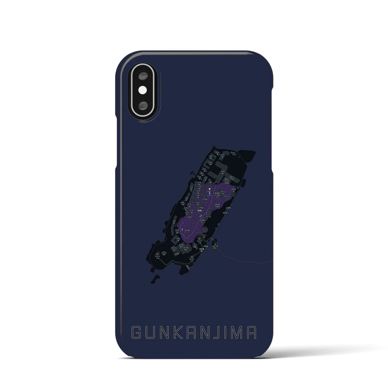 【軍艦島(長崎県)】地図柄iPhoneケース(バックカバータイプ)