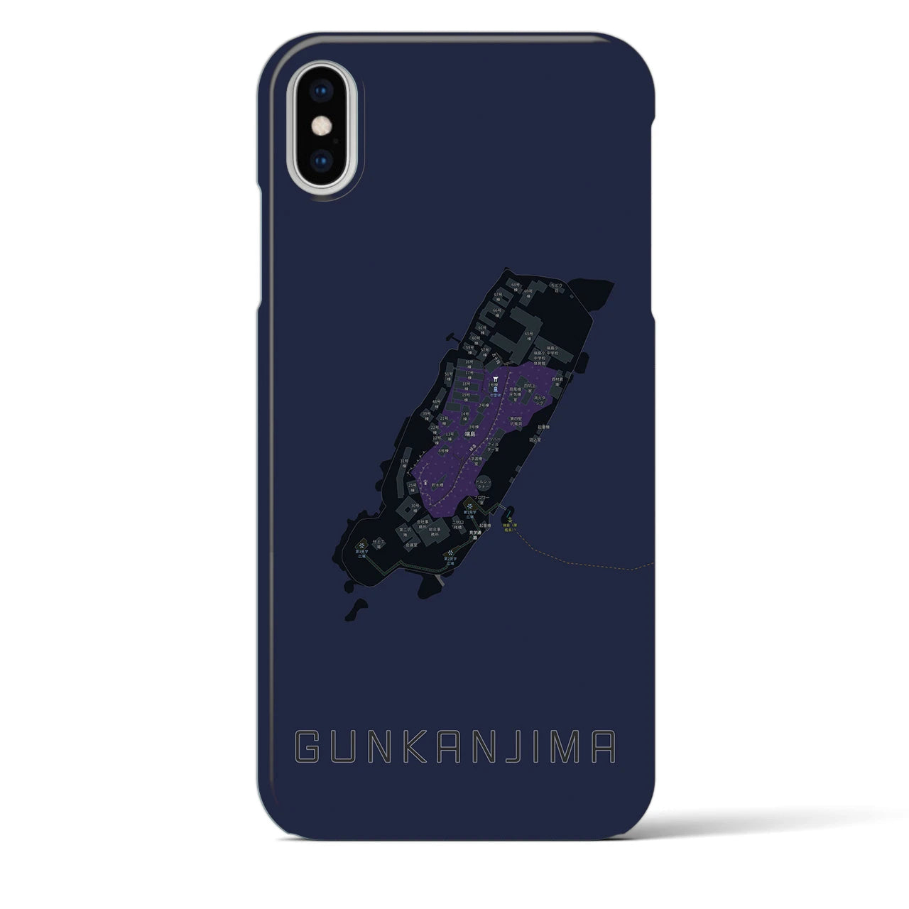 【軍艦島(長崎県)】地図柄iPhoneケース(バックカバータイプ)