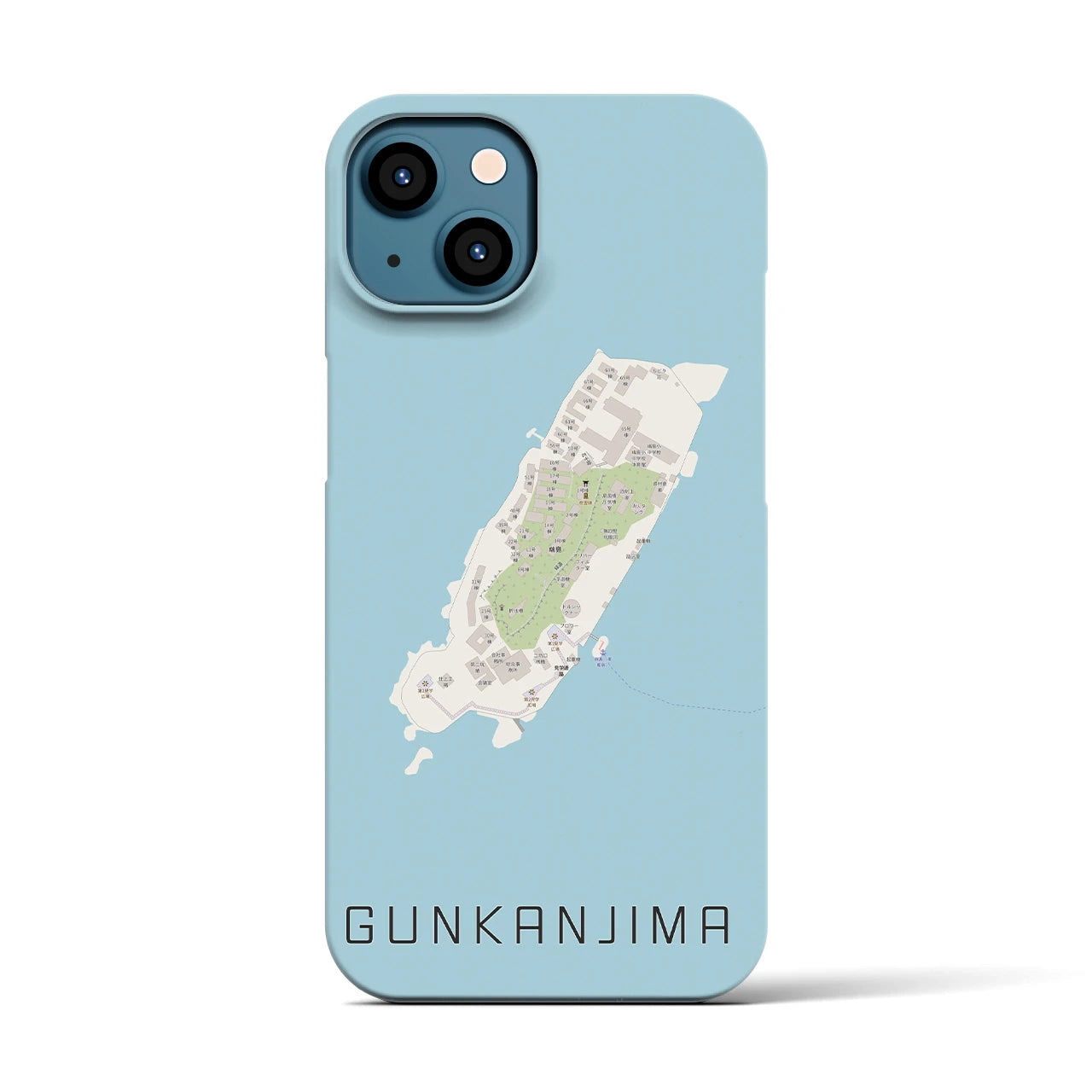 【軍艦島(長崎県)】地図柄iPhoneケース(バックカバータイプ)