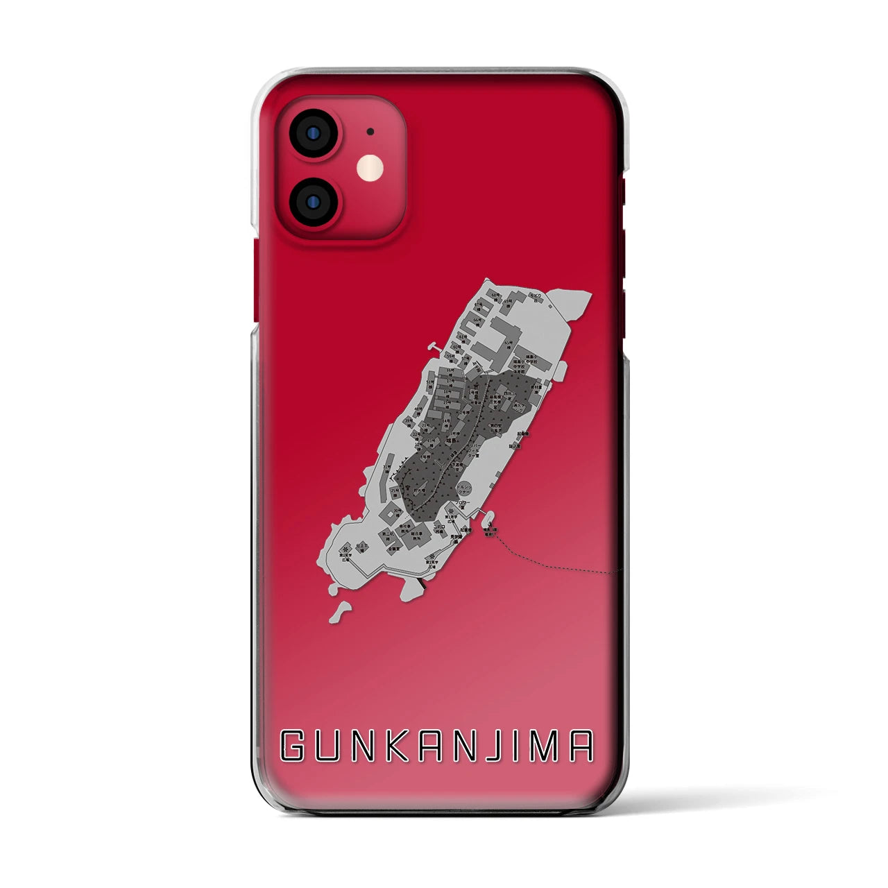 【軍艦島(長崎県)】地図柄iPhoneケース(クリアタイプ)