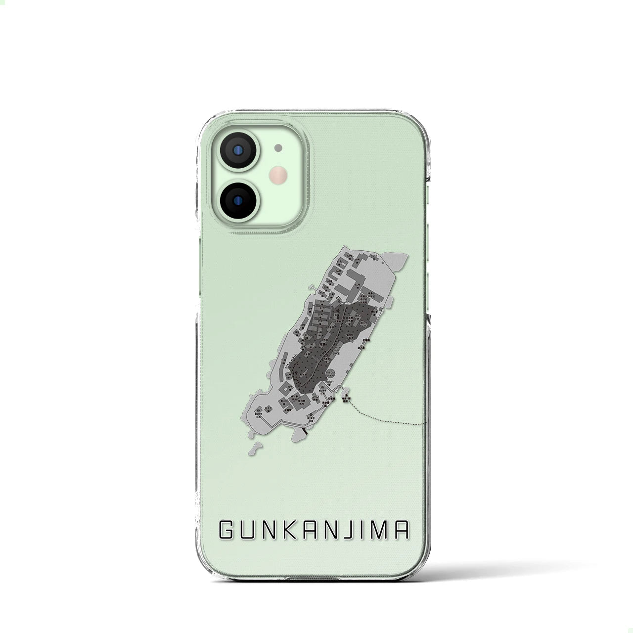 【軍艦島(長崎県)】地図柄iPhoneケース(クリアタイプ)