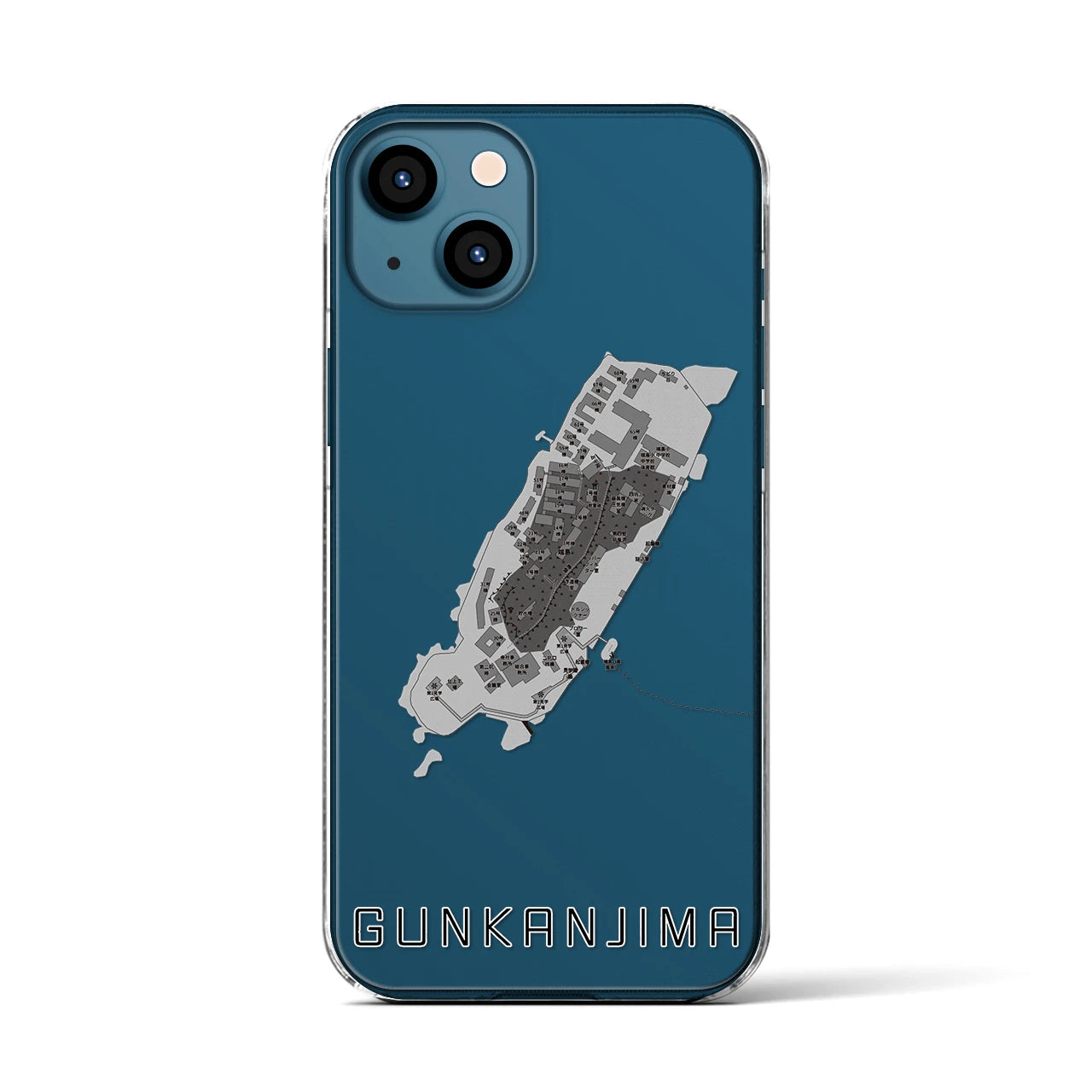 【軍艦島(長崎県)】地図柄iPhoneケース(クリアタイプ)