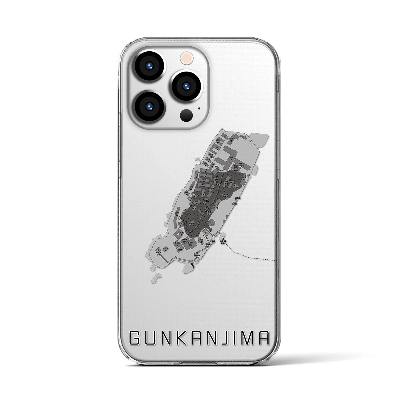 【軍艦島(長崎県)】地図柄iPhoneケース(クリアタイプ)
