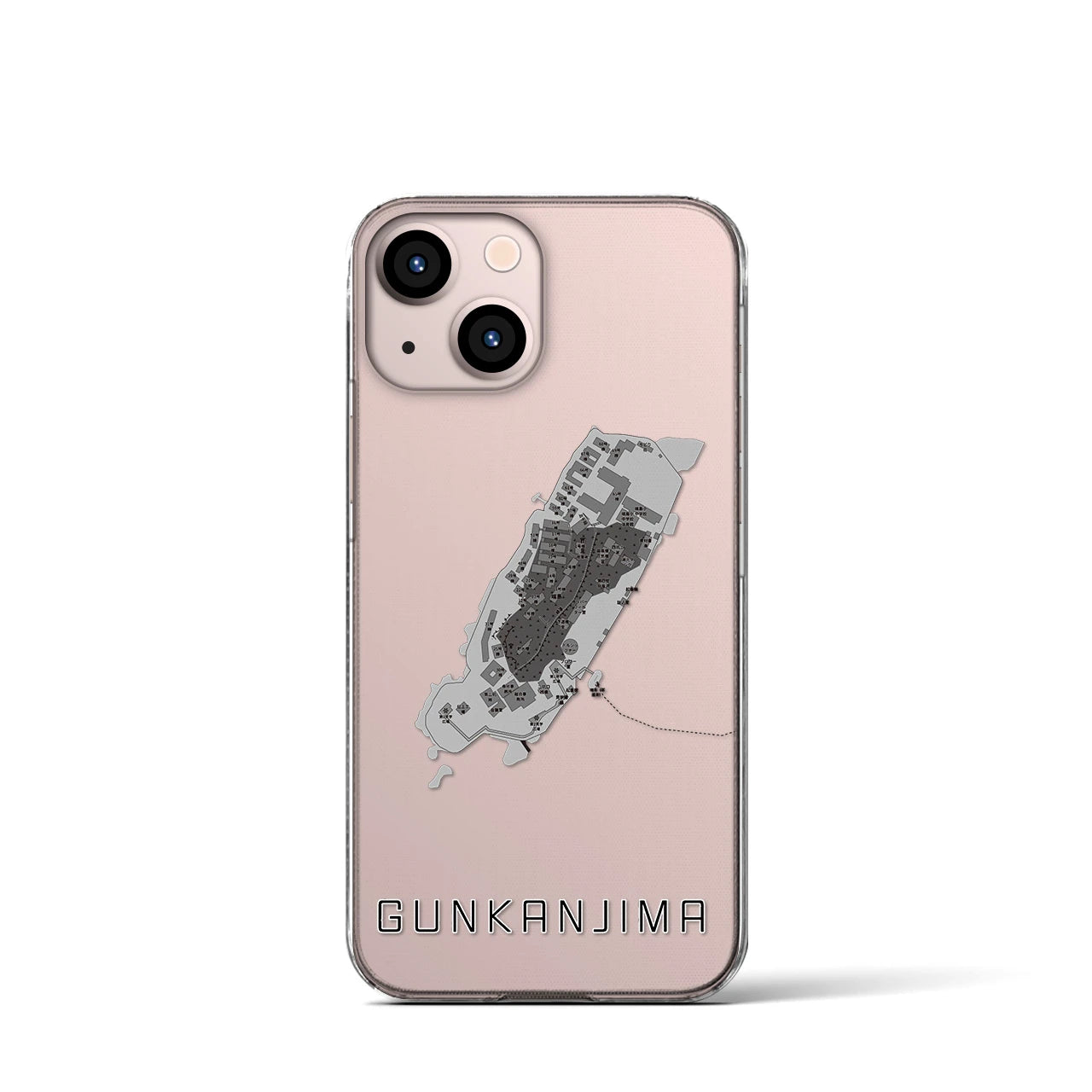 【軍艦島(長崎県)】地図柄iPhoneケース(クリアタイプ)