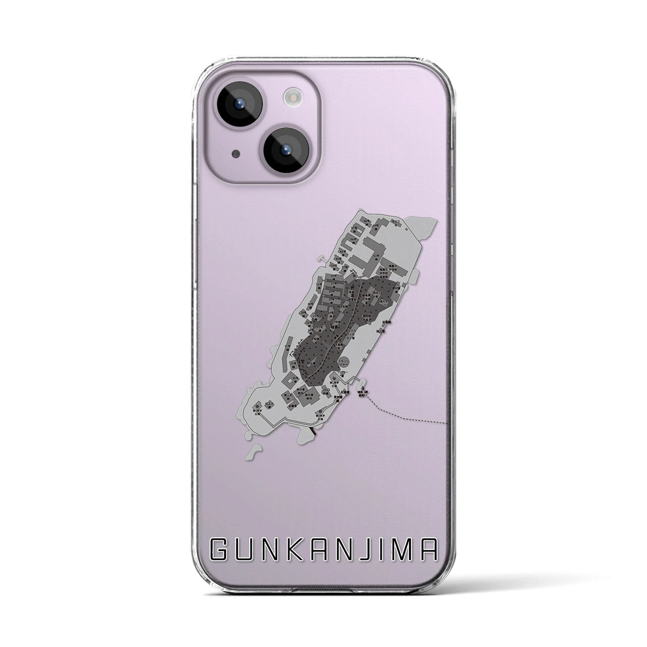 【軍艦島(長崎県)】地図柄iPhoneケース(クリアタイプ)